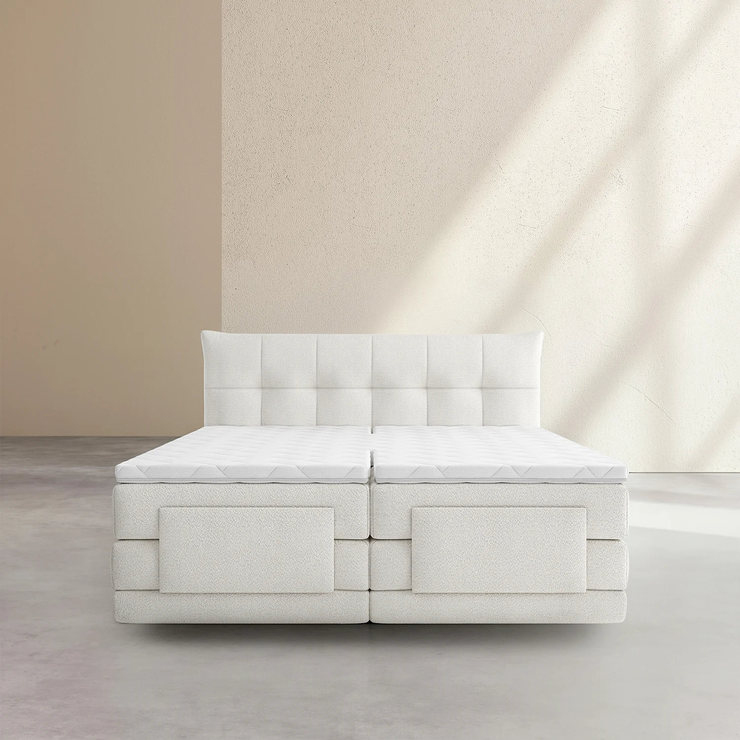 Cama elétrica 160 x 200 cm em tecido - Creme - 2