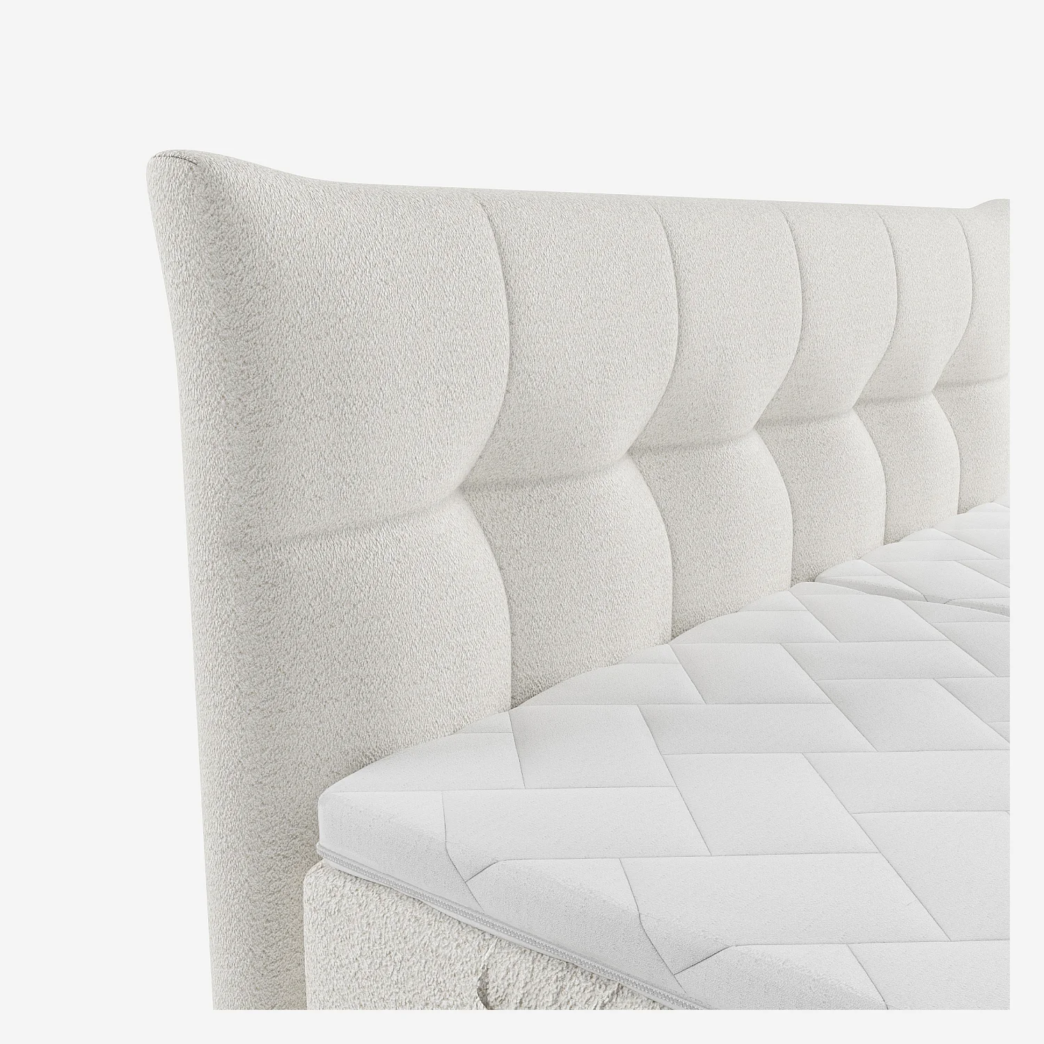 Lit électrique 180 x 200 cm en tissu - Crème - 7