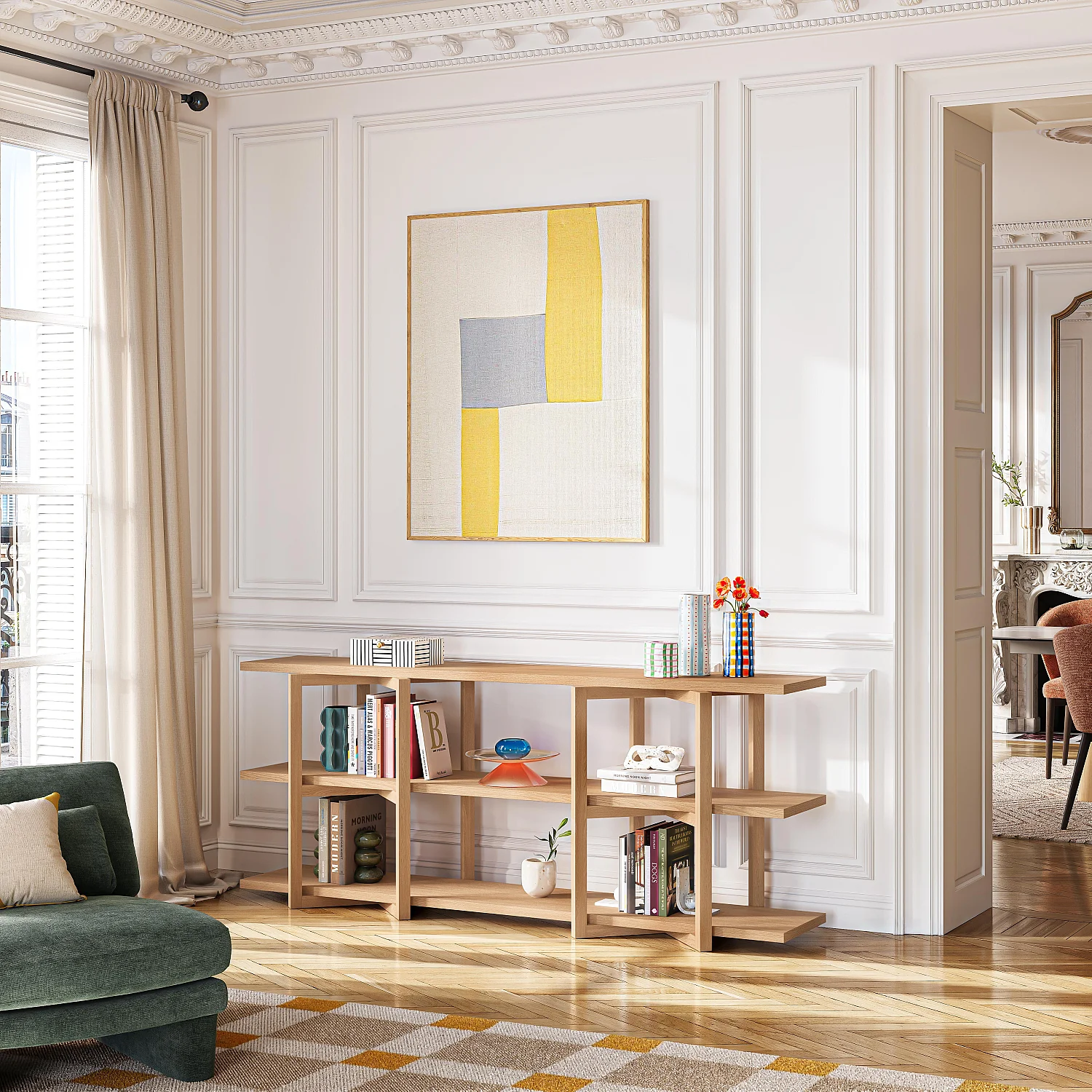 Bibliothèque basse 3 étagères en chêne - Naturel - 3