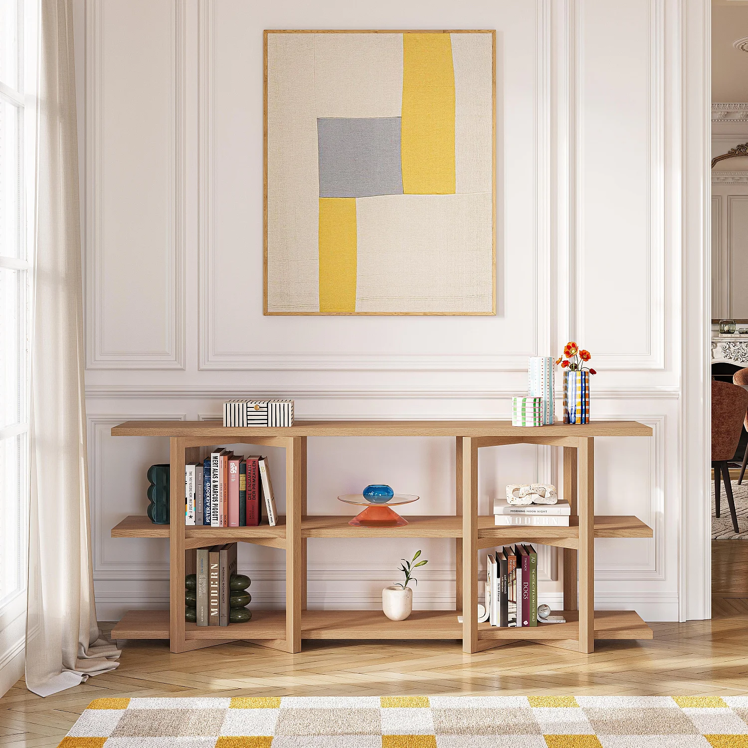 Bibliothèque basse 3 étagères en chêne - Naturel - 1