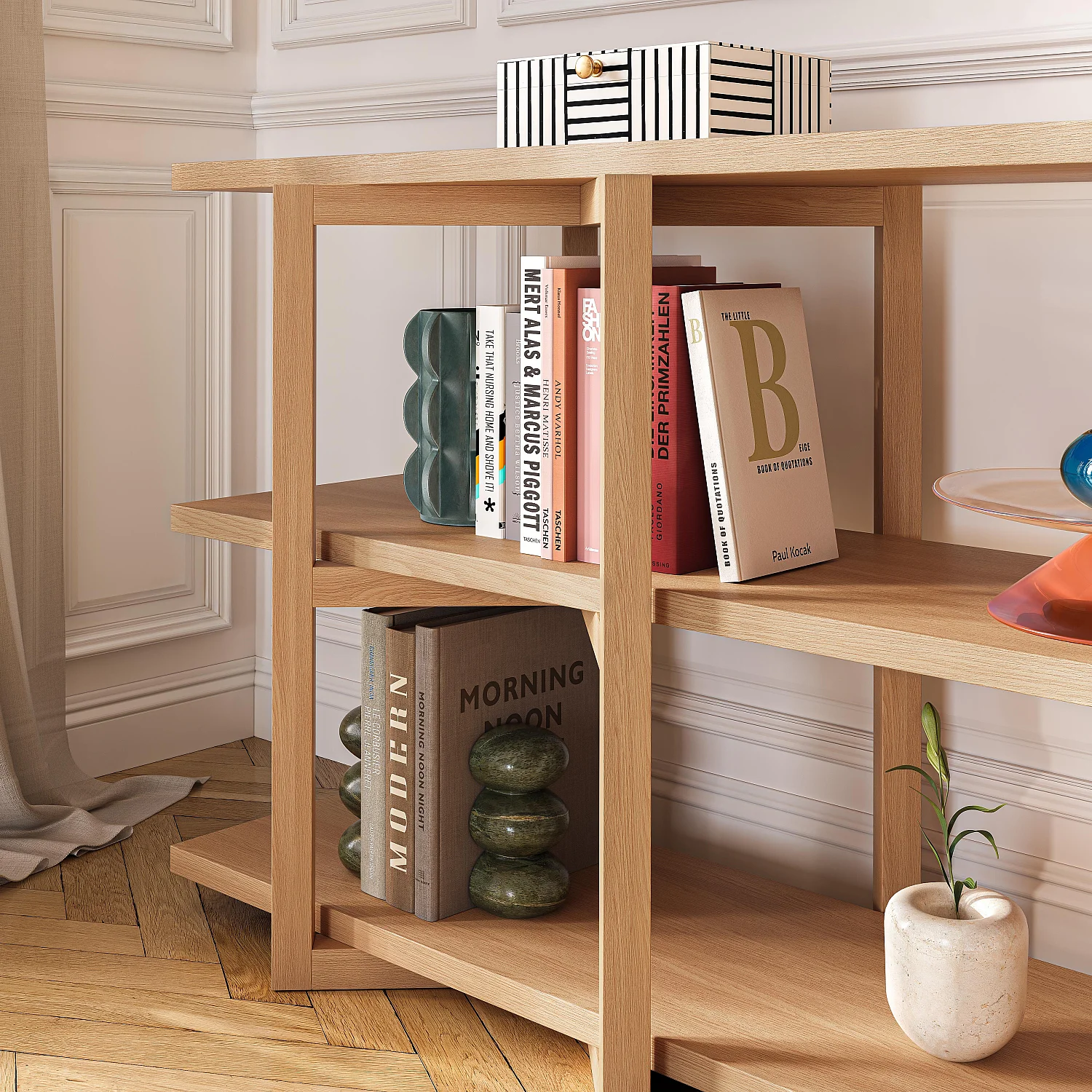 Bibliothèque basse 3 étagères en chêne - Naturel - 7