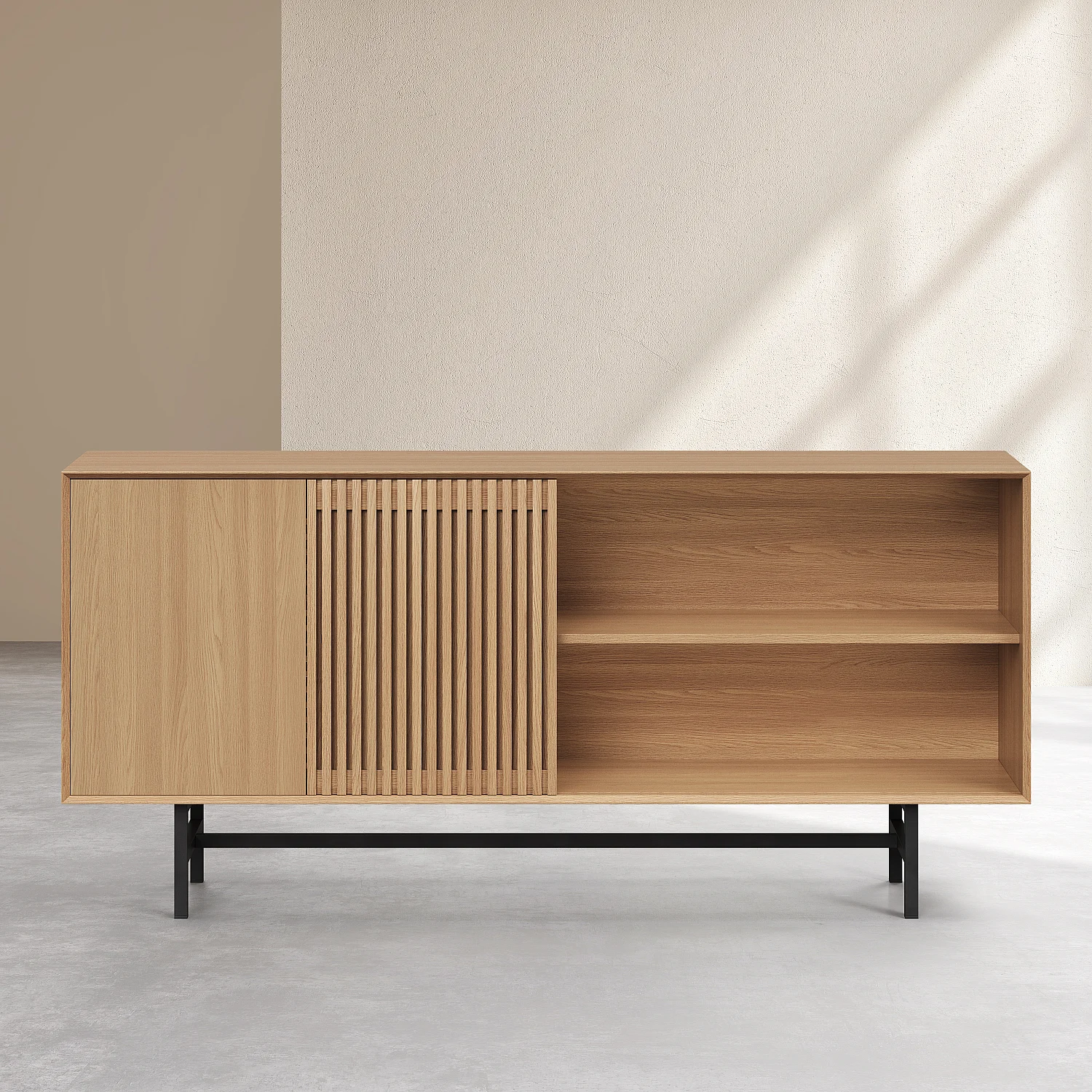 Buffet bas 4 portes en chêne - Naturel - Design by Céline Mognon Fichet - 7