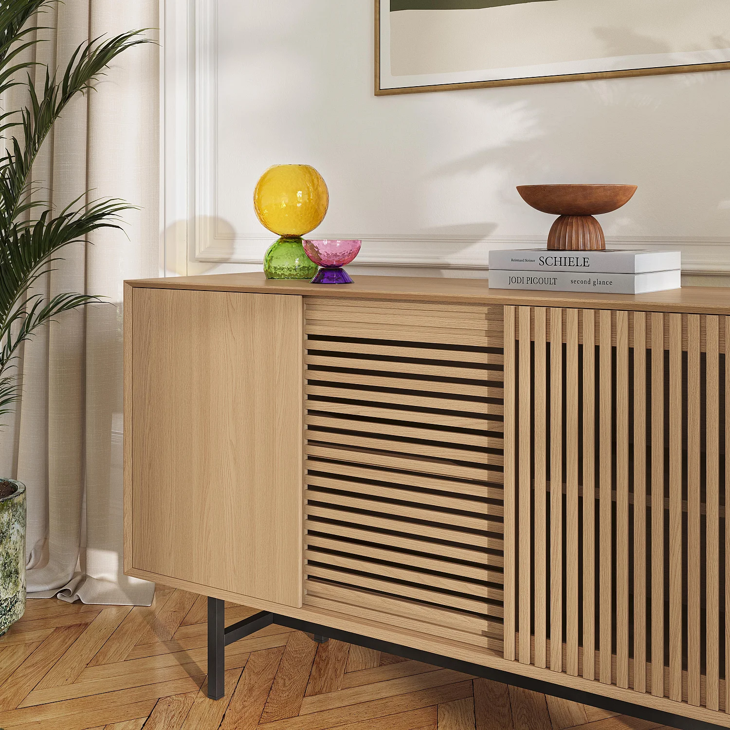 Buffet bas 4 portes en chêne - Naturel - Design by Céline Mognon Fichet - 5