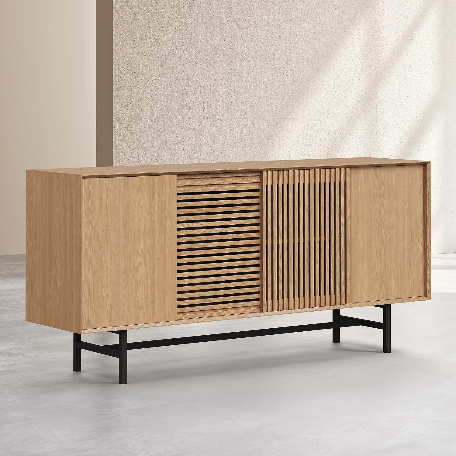 Buffet bas 4 portes en chêne - Naturel - Design by Céline Mognon Fichet - 3