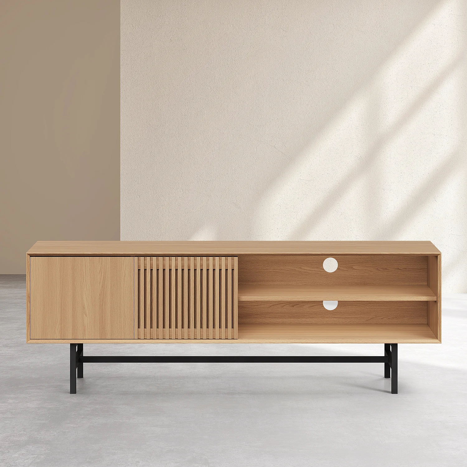 Meuble TV 4 portes en chêne - Naturel - Design by Céline Mognon Fichet - 7