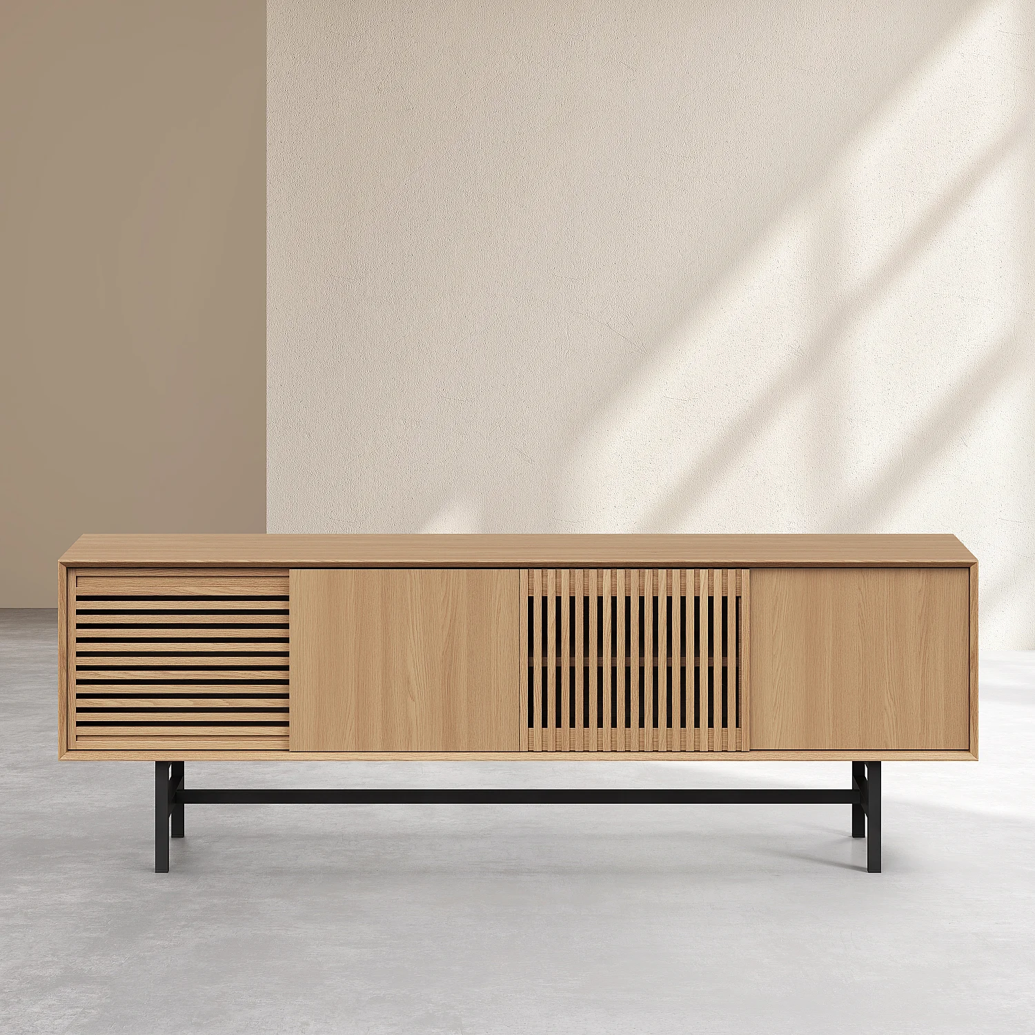 Meuble TV 4 portes en chêne - Naturel - Design by Céline Mognon Fichet - 2