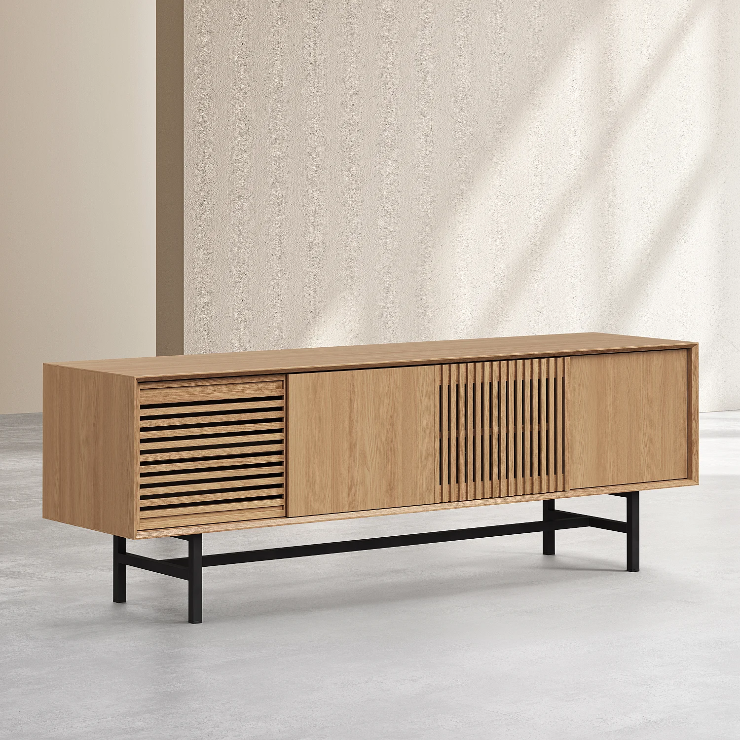 Meuble TV 4 portes en chêne - Naturel - Design by Céline Mognon Fichet - 4