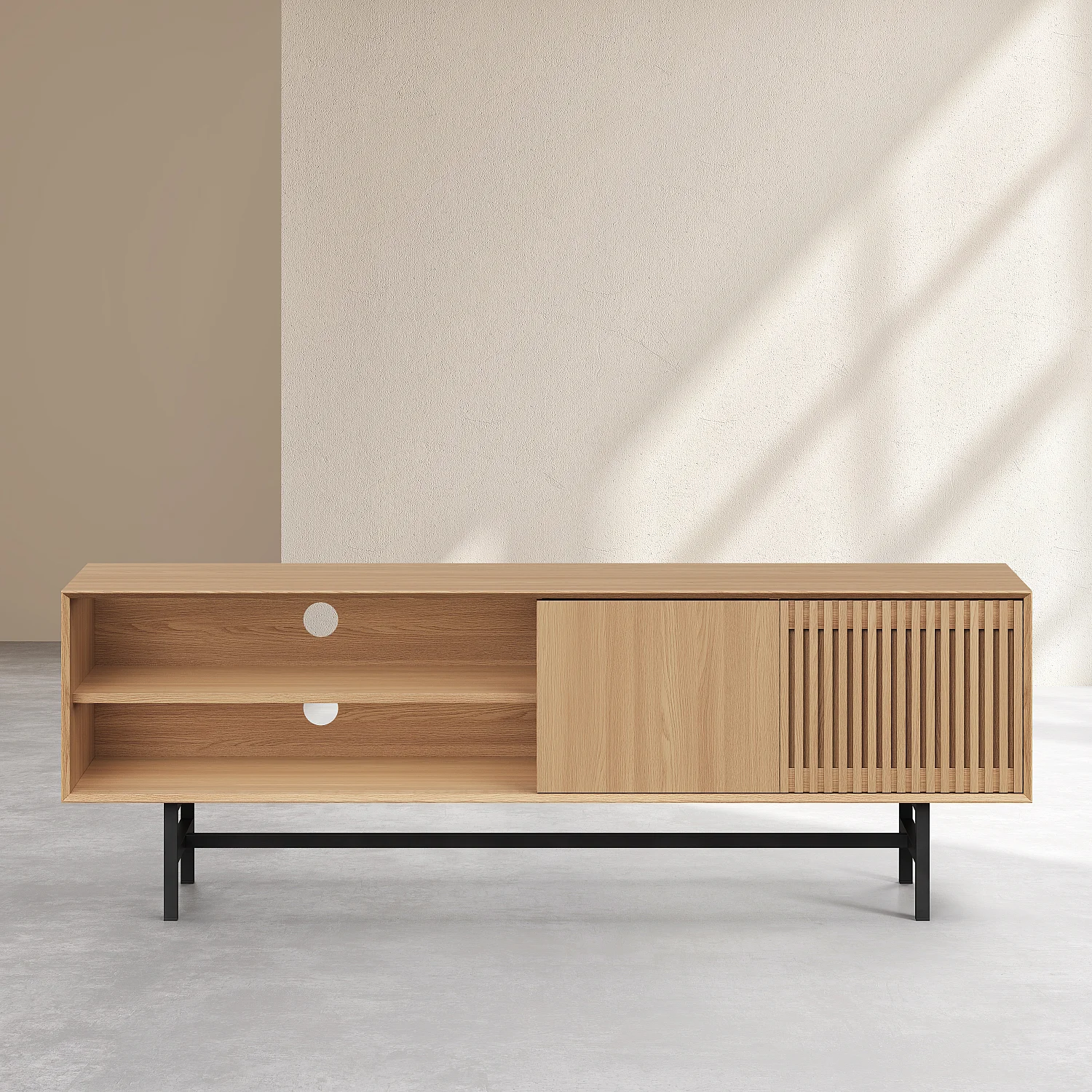 Meuble TV 4 portes en chêne - Naturel - Design by Céline Mognon Fichet - 6