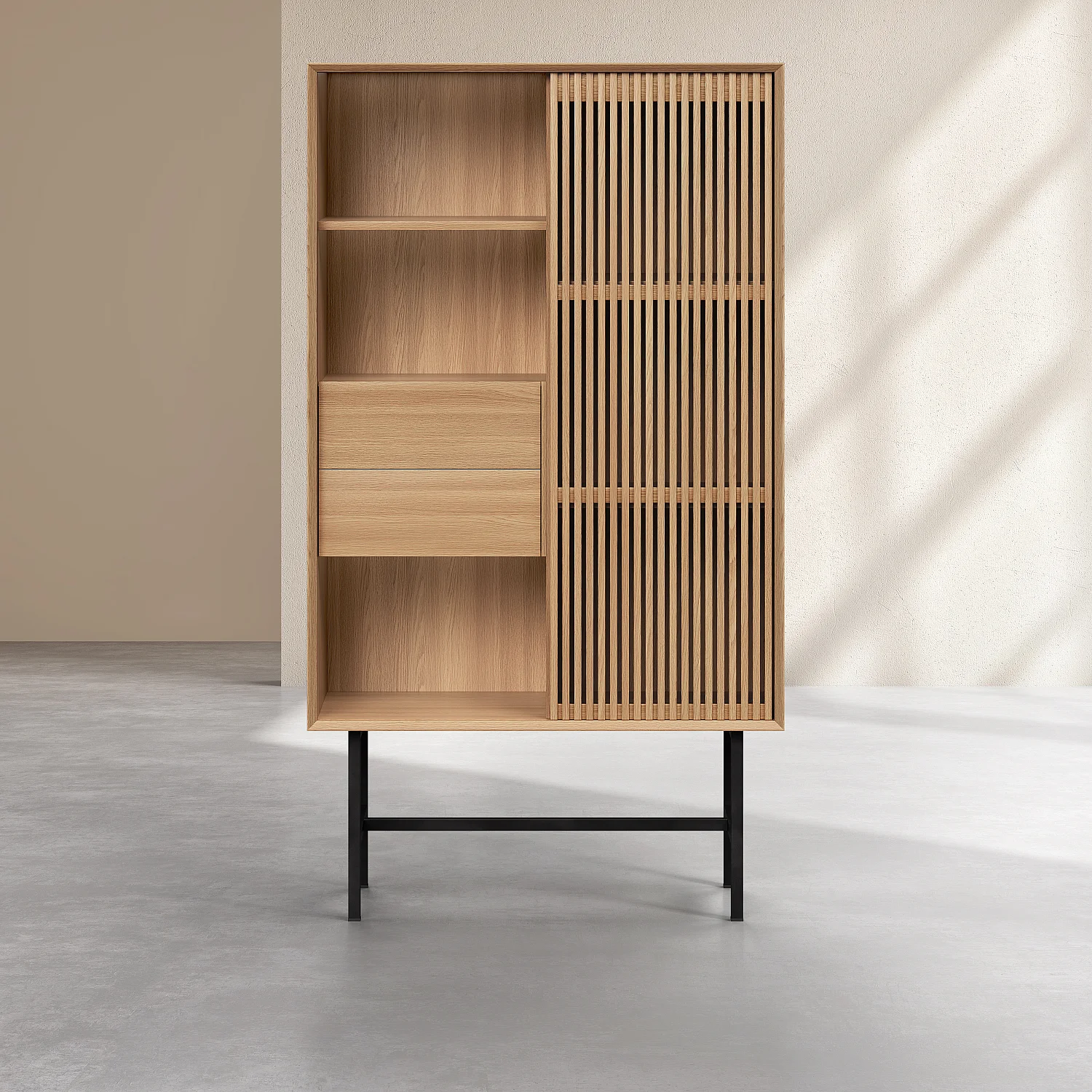 Buffet haut 1 porte et 2 tiroirs en chêne - Naturel - Design by Céline Mognon Fichet - 2