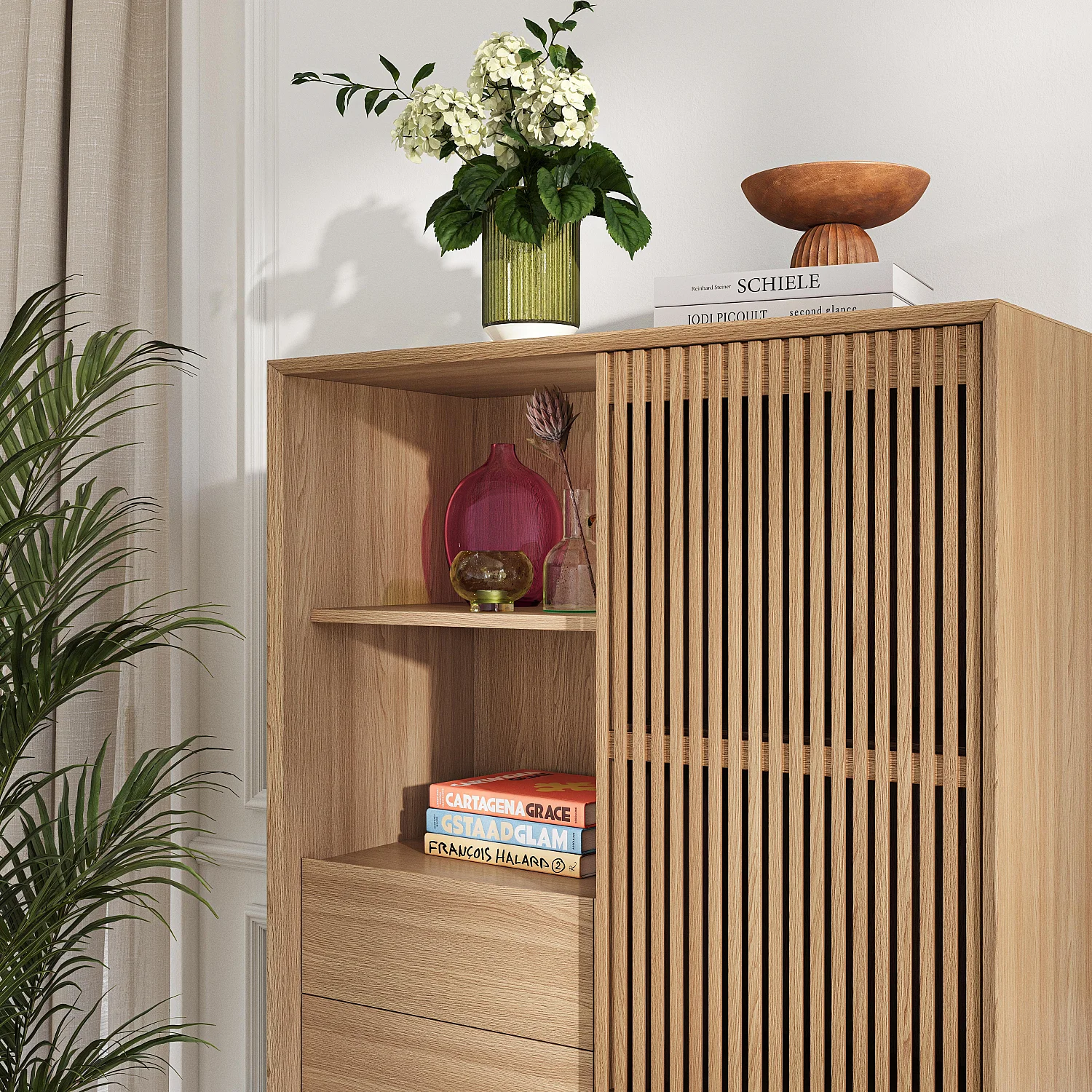 Buffet haut 1 porte et 2 tiroirs en chêne - Naturel - Design by Céline Mognon Fichet - 6