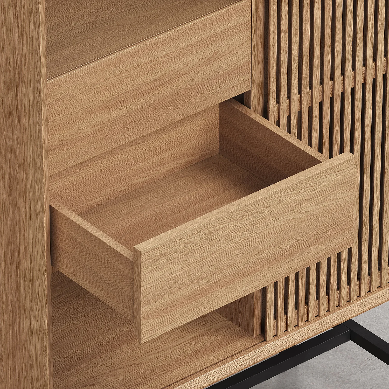 Buffet haut 1 porte et 2 tiroirs en chêne - Naturel - Design by Céline Mognon Fichet - 4