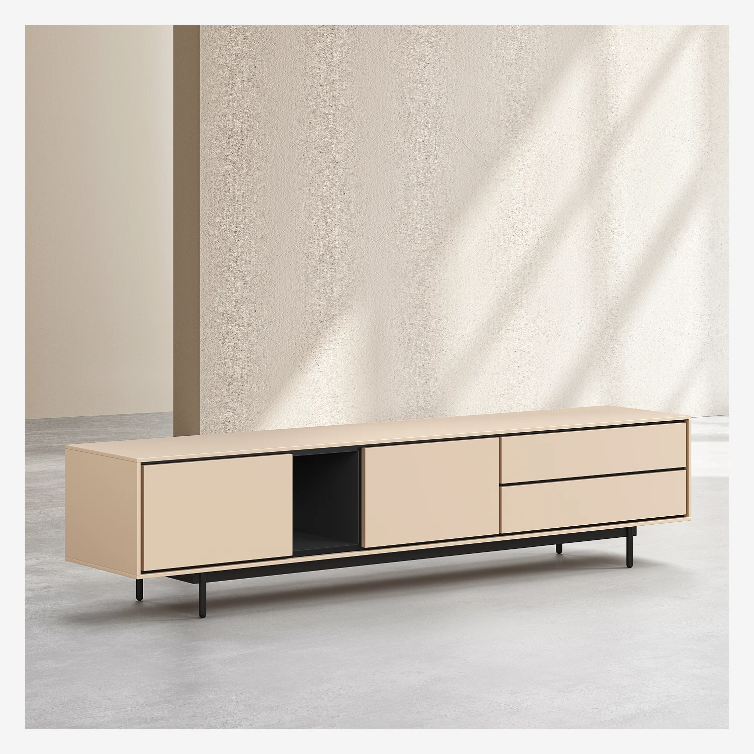 Meuble TV 2 portes et 2 tiroirs - Beige - Design by Céline Mognon Fichet - 5