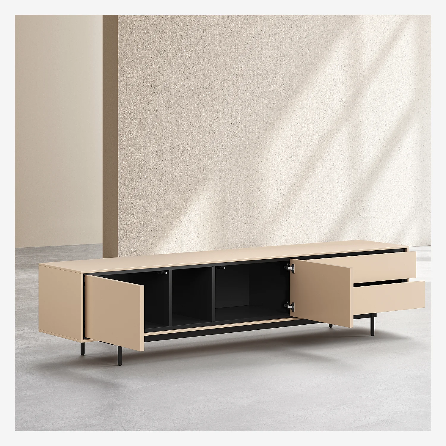 Meuble TV 2 portes et 2 tiroirs - Beige - Design by Céline Mognon Fichet - 7