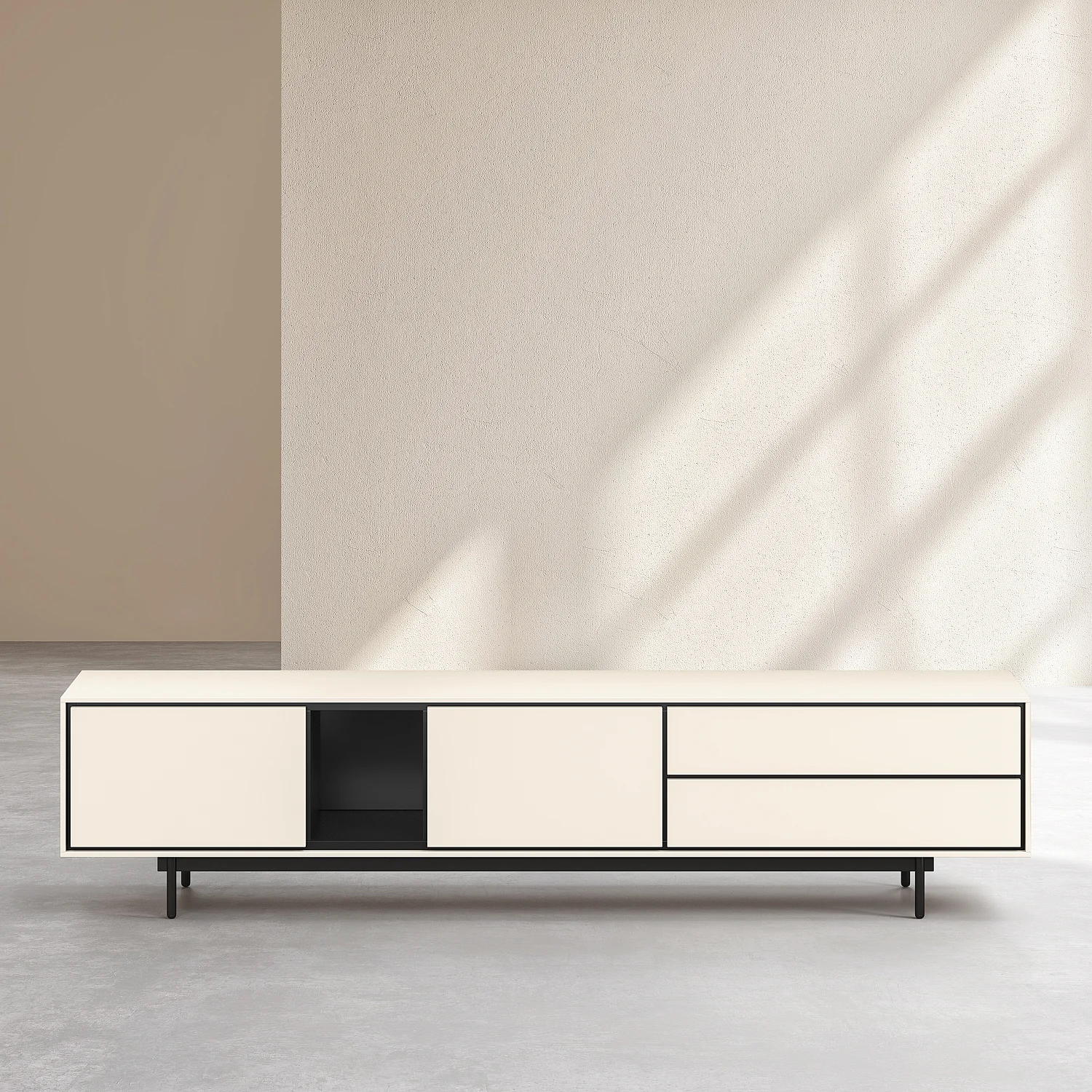 TV-Möbel mit 2 Türen und 2 Schubladen - Beige - Design by Céline Mognon Fichet - 2