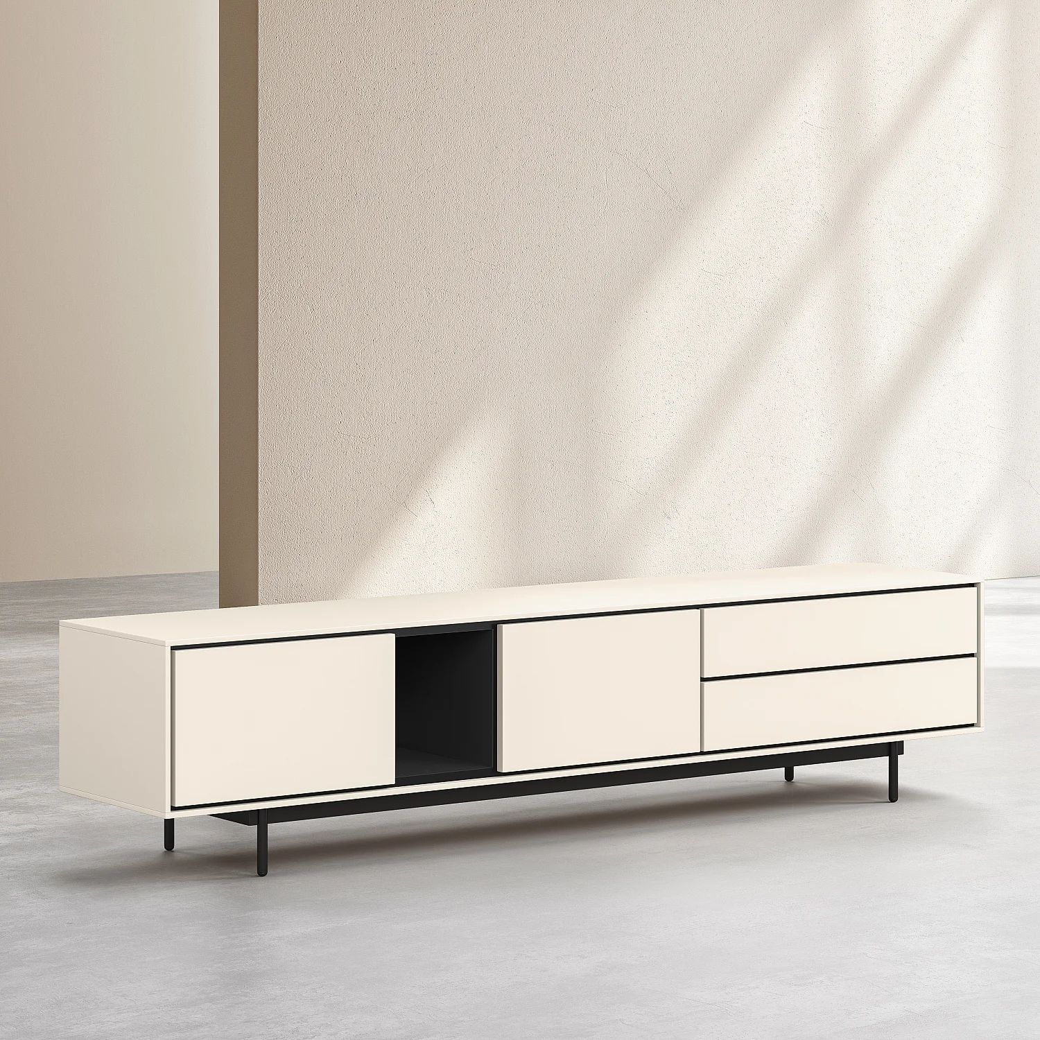 TV-Möbel mit 2 Türen und 2 Schubladen - Beige - Design by Céline Mognon Fichet - 5