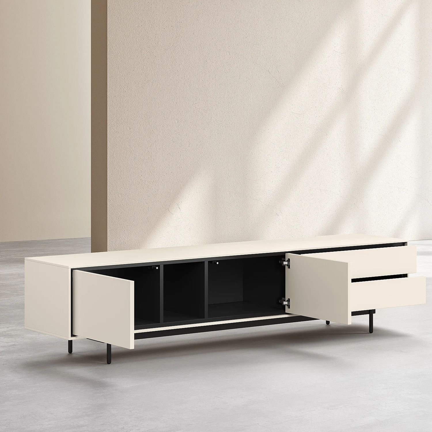 TV-Möbel mit 2 Türen und 2 Schubladen - Beige - Design by Céline Mognon Fichet - 6