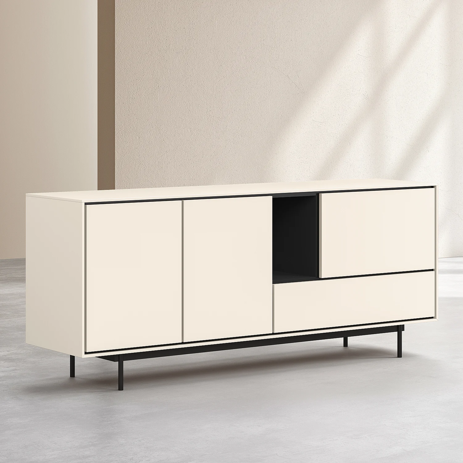 Sideboard mit 3 Türen und 1 Schublade - Beige - Design by Céline Mognon Fichet - 5