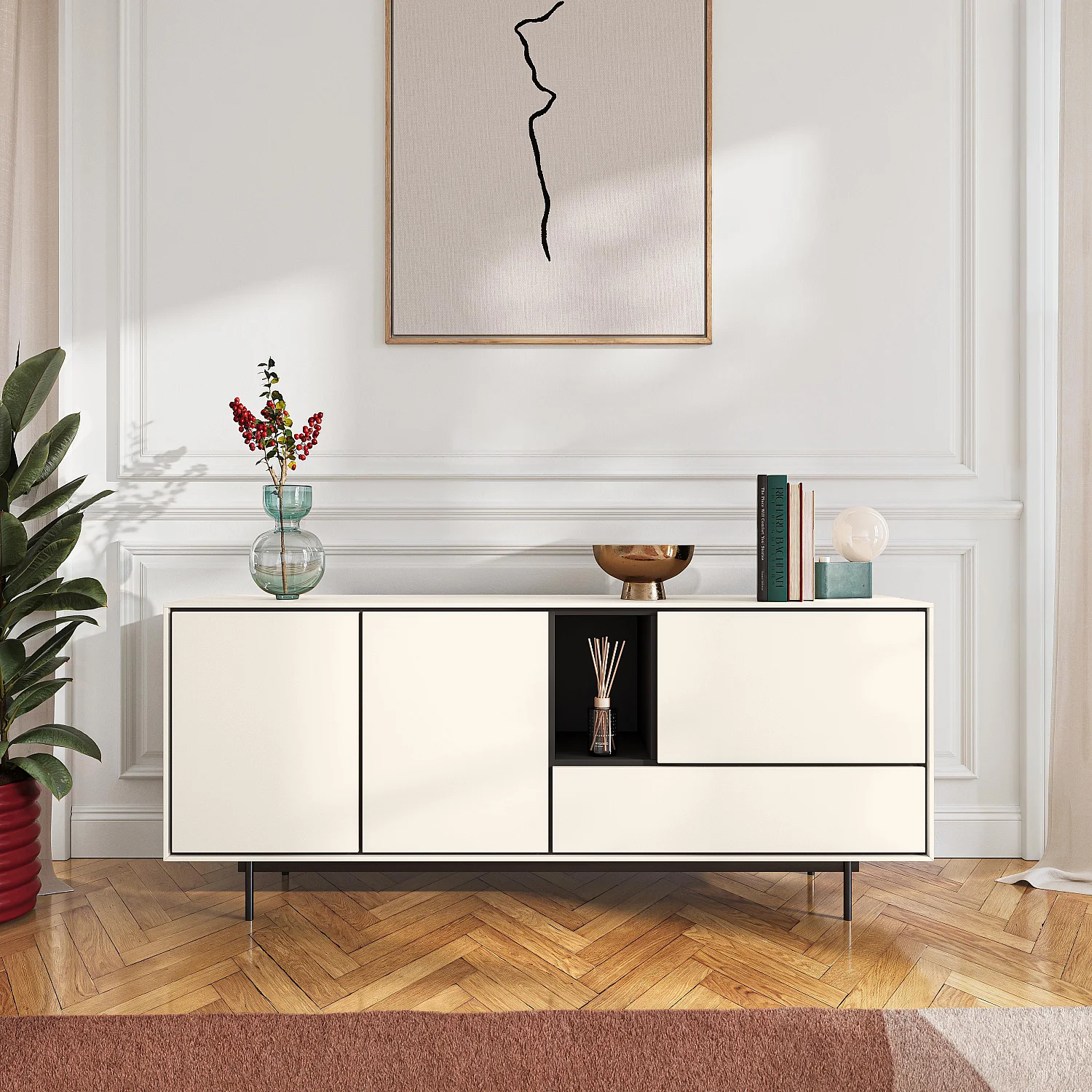Sideboard mit 3 Türen und 1 Schublade - Beige - Design by Céline Mognon Fichet - 1