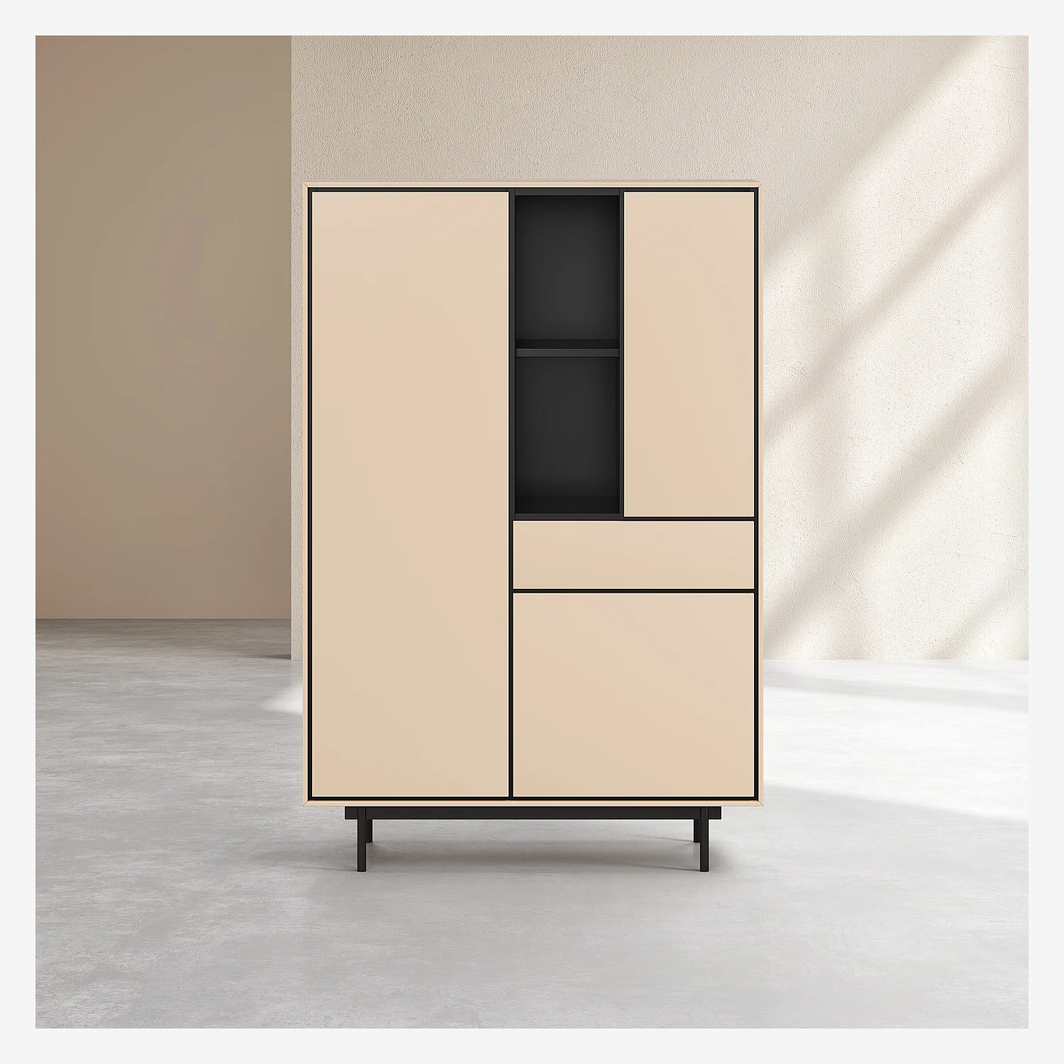 Buffet haut 3 portes et 1 tiroir - Beige - Design by Céline Mognon Fichet - 3