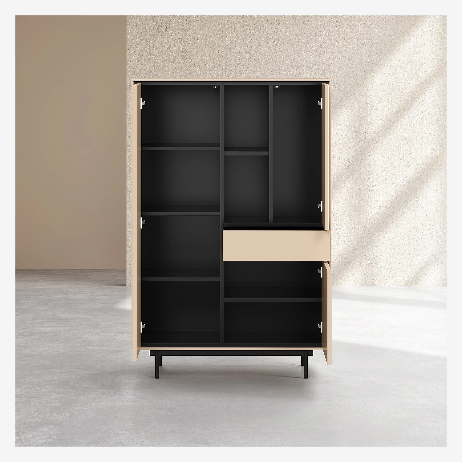 Buffet haut 3 portes et 1 tiroir - Beige - Design by Céline Mognon Fichet - 5