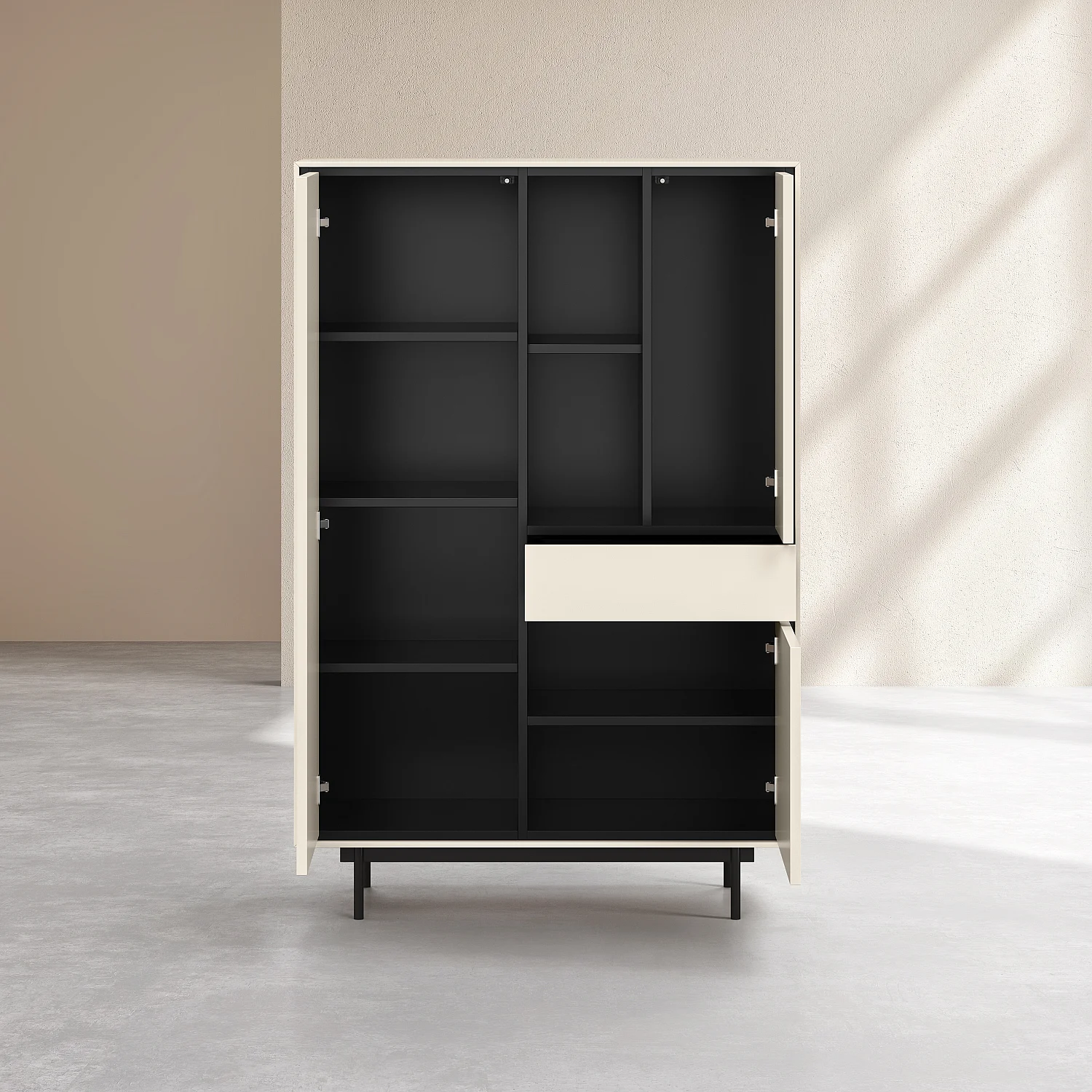 Buffet haut 3 portes et 1 tiroir - Beige - Design by Céline Mognon Fichet - 6