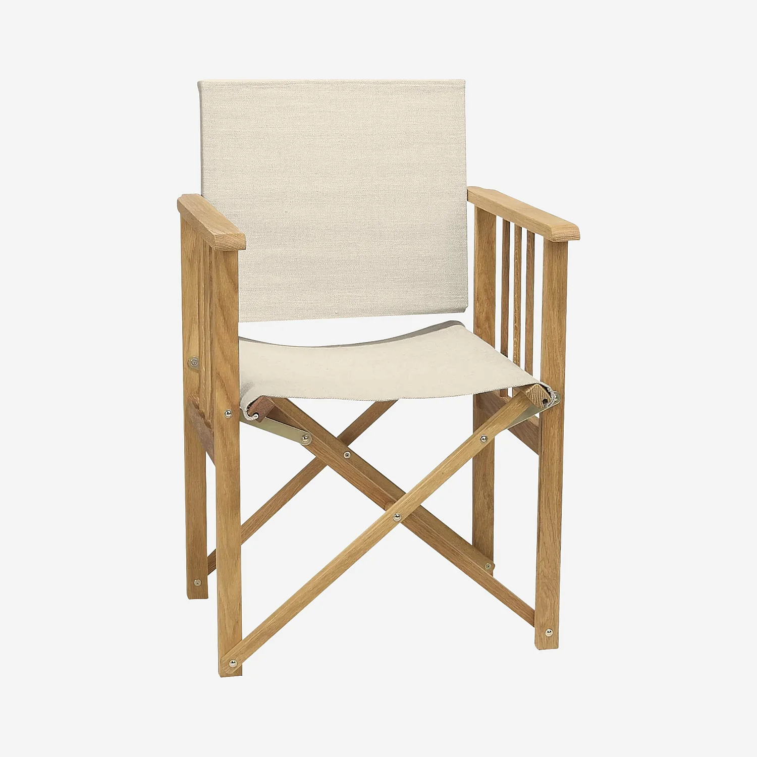 Lot de 2 chaises de jardin pliantes en chêne et toiles en coton - Écru - 2