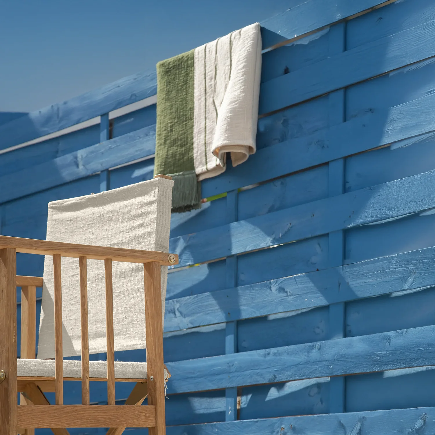 Lot de 2 chaises de jardin pliantes en chêne et toiles en coton - Écru - 3