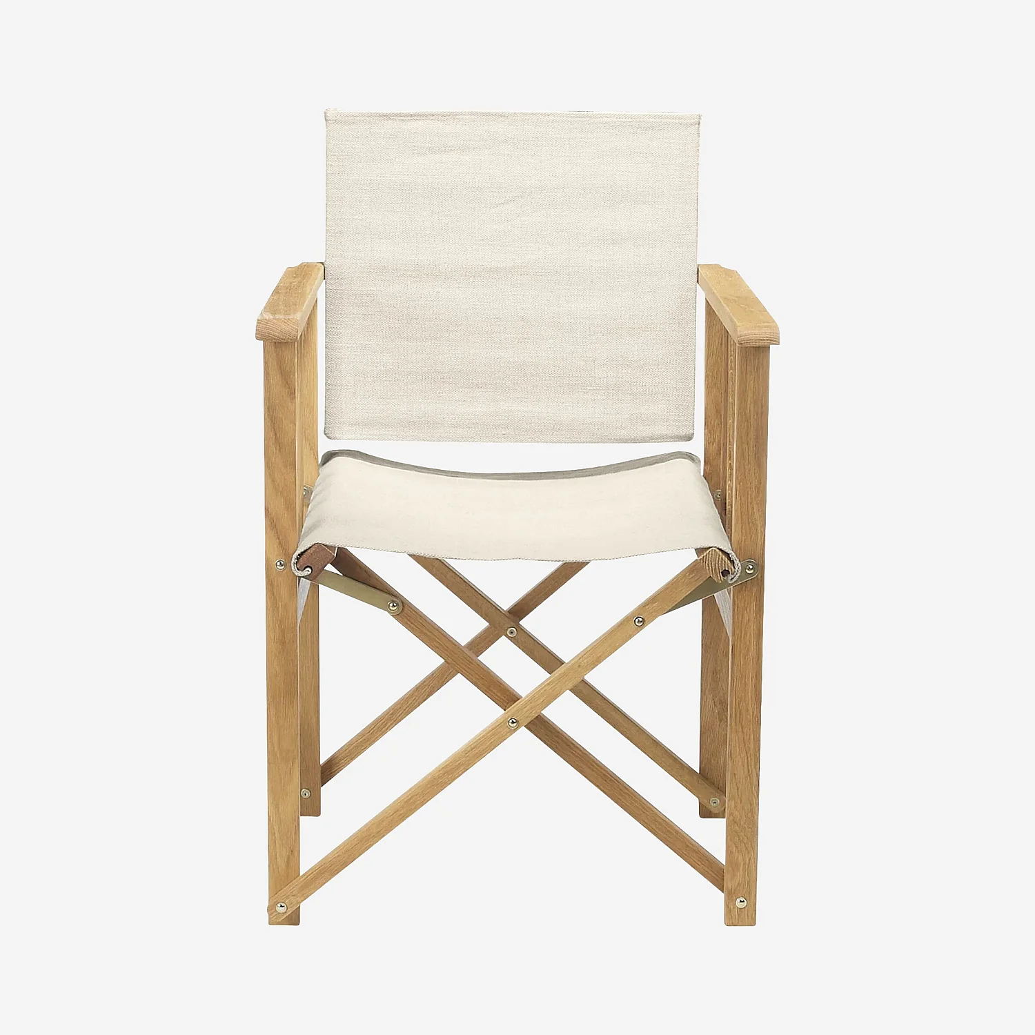 Lot de 2 chaises de jardin pliantes en chêne et toiles en coton - Écru - 5