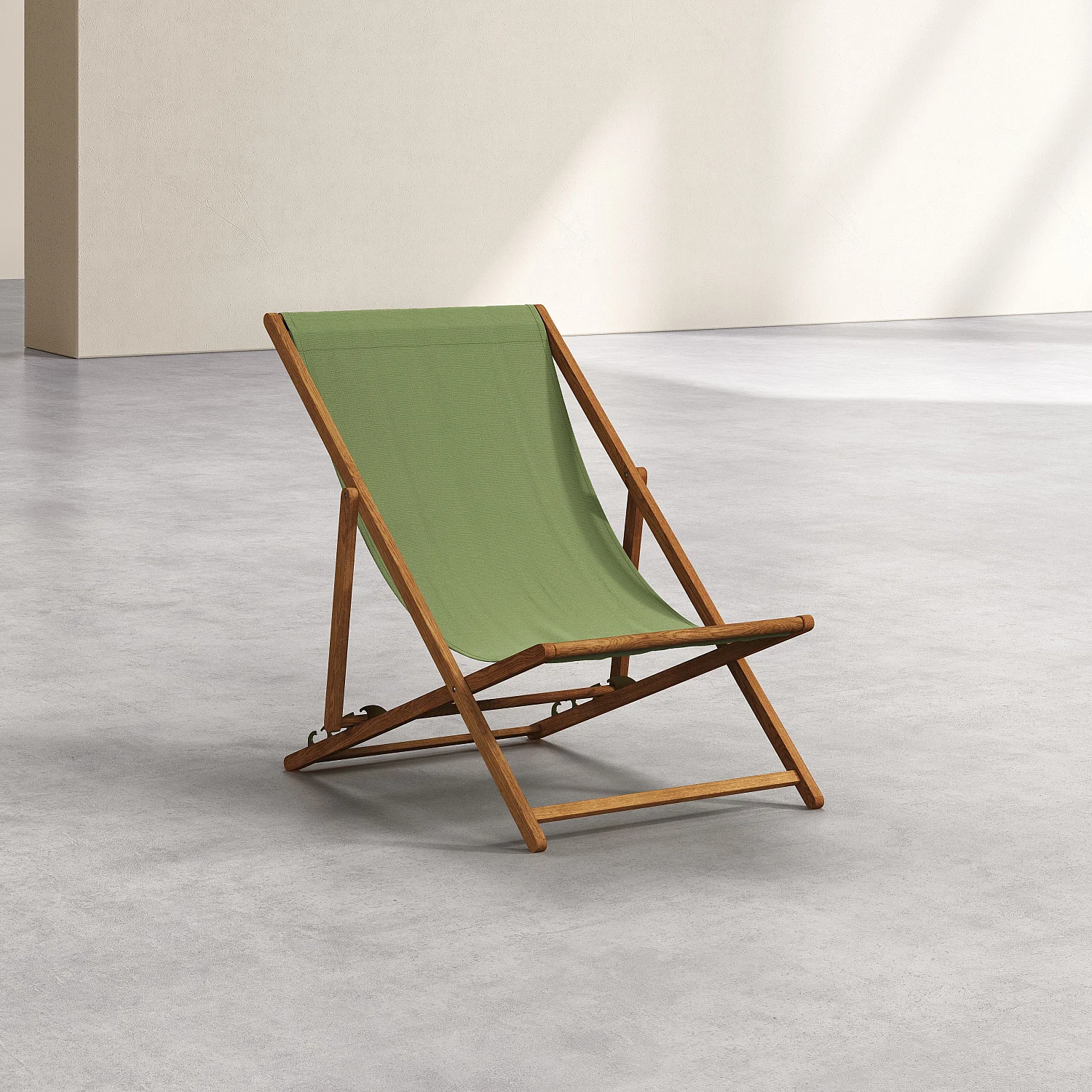 Chilienne en chêne et toile en coton - Vert olive - 2