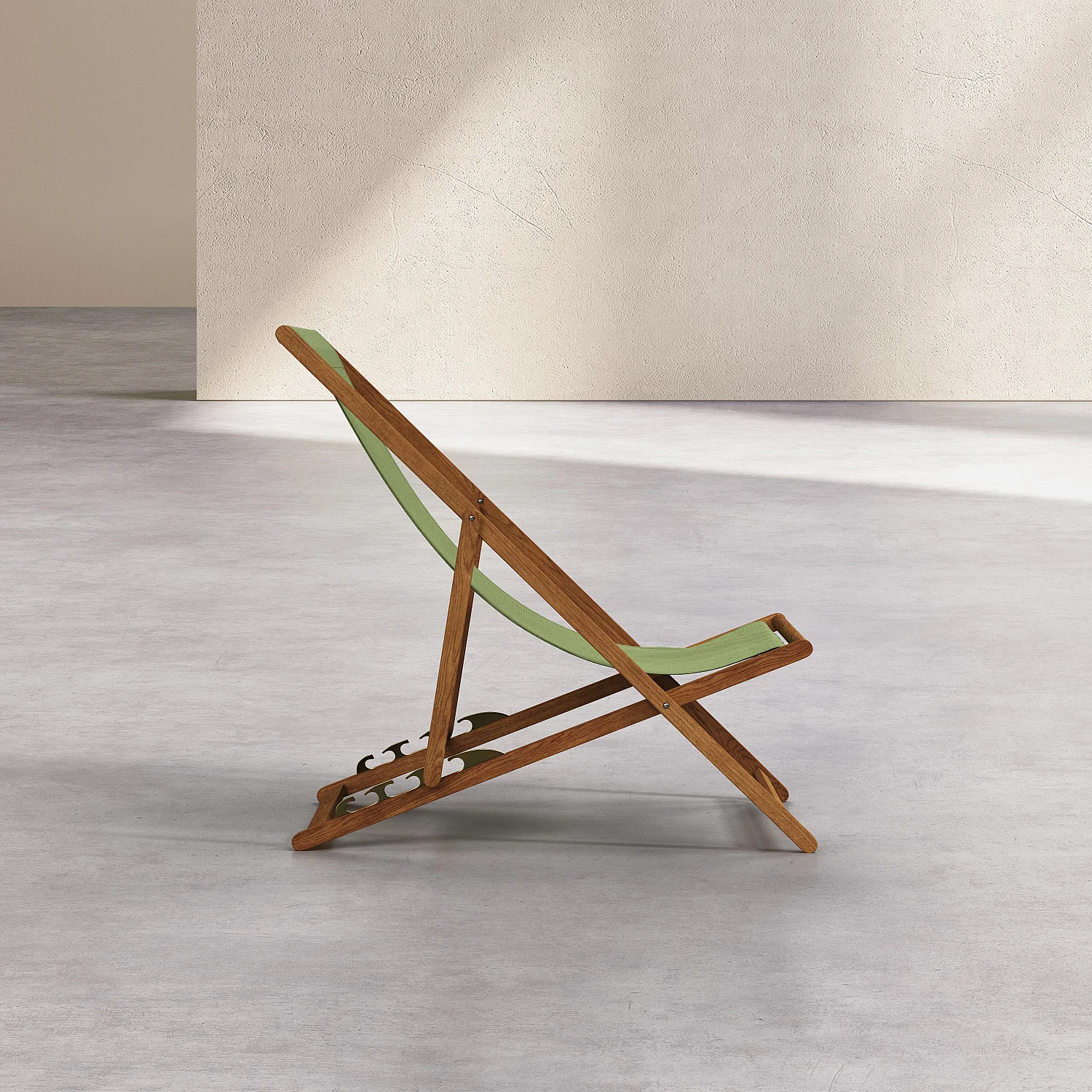 Chilienne en chêne et toile en coton - Vert olive - 6