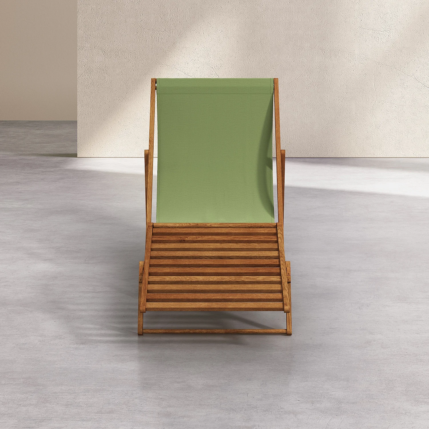 Chilienne en chêne et toile en coton avec repose-pieds - Vert olive - 6