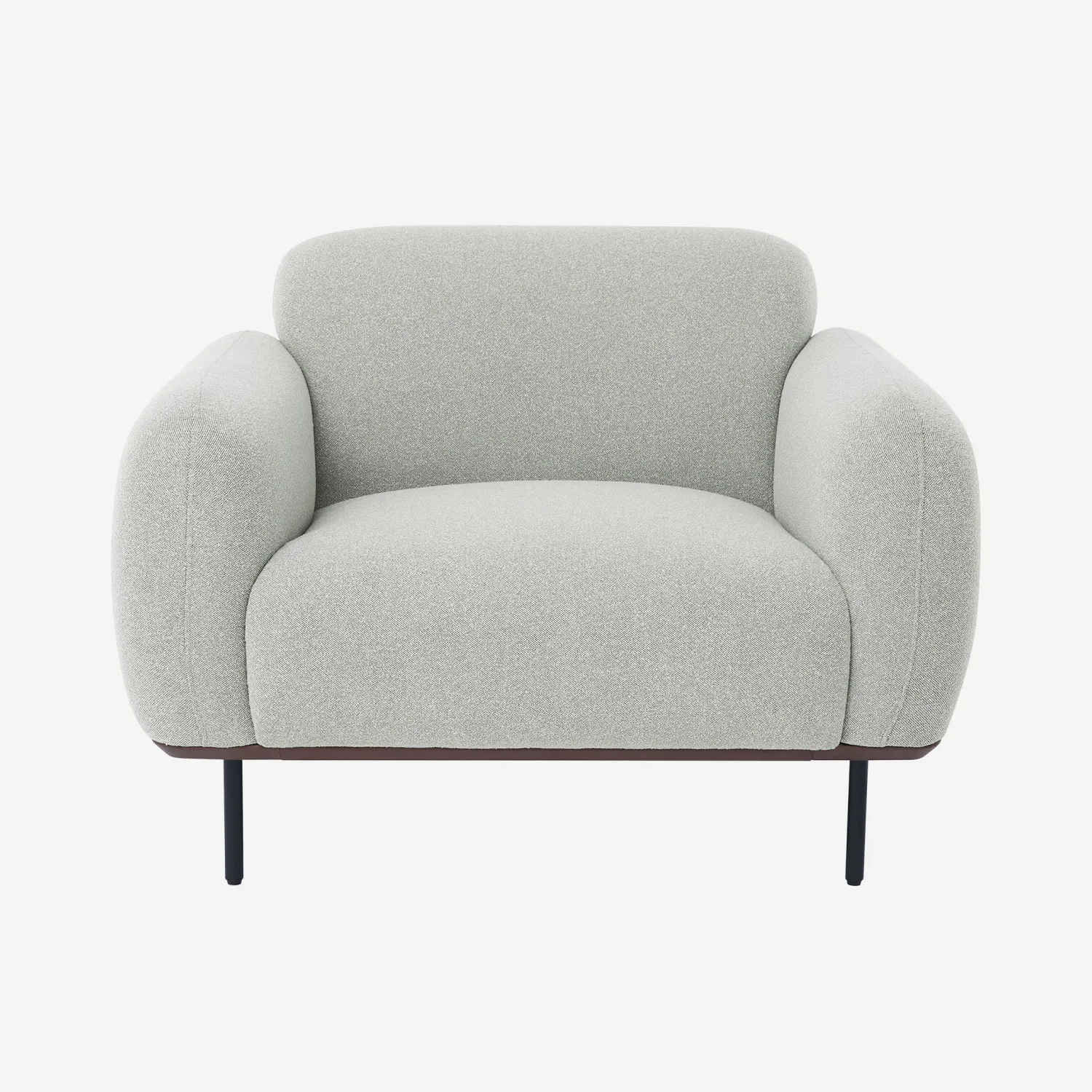 Fauteuil en tissu et métal - Gris mélangé - 1