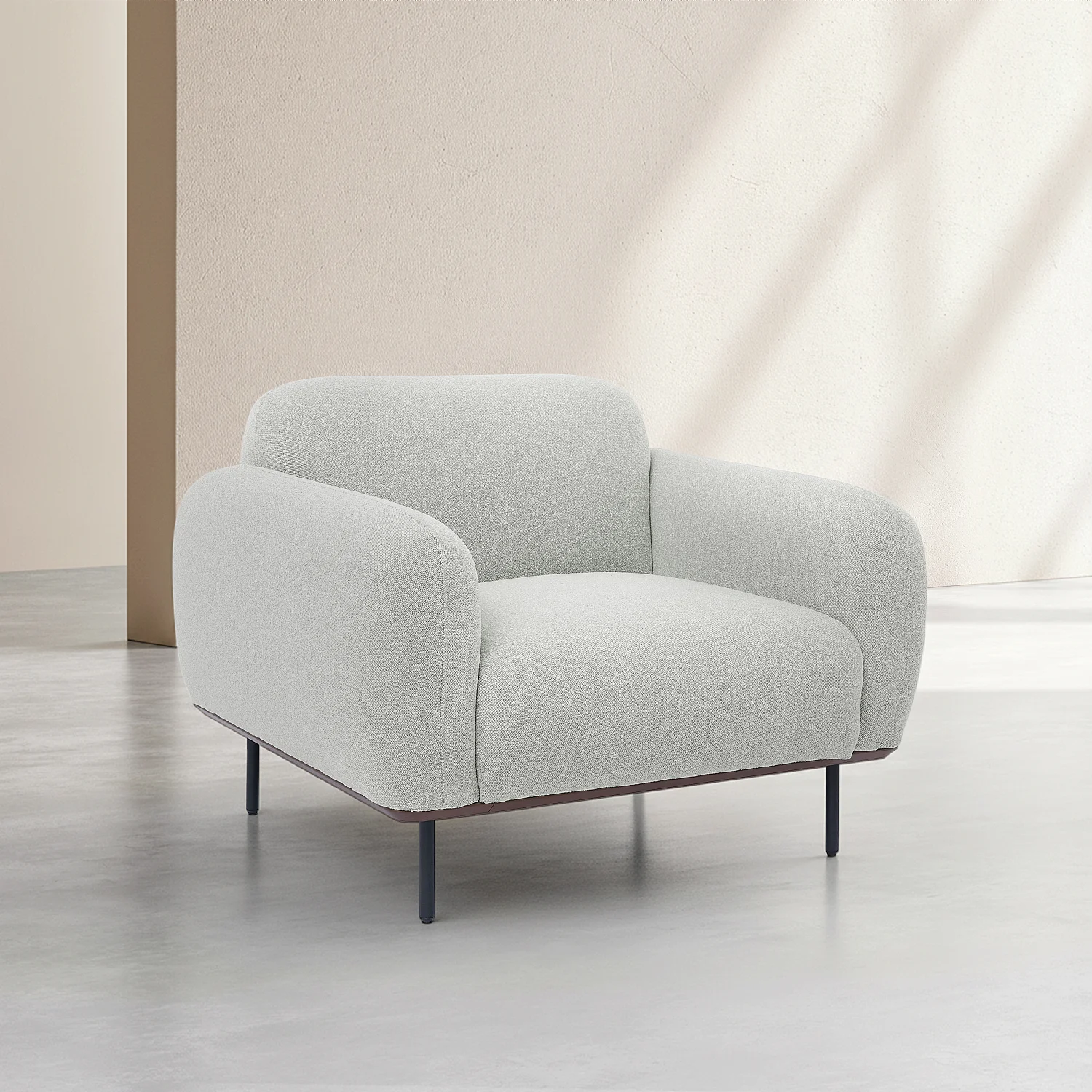 Poltrona in tessuto e metallo - Grigio mélange - 6