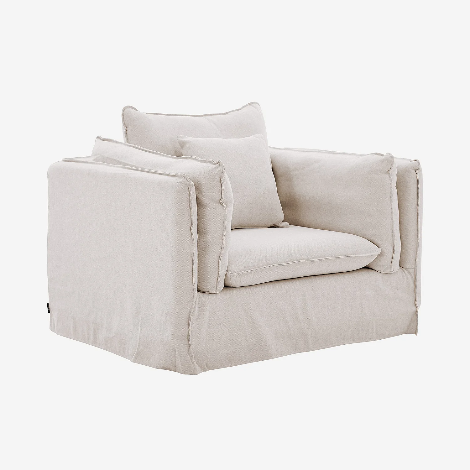 Fauteuil déhoussable en coton et lin - Sable blanc - 4