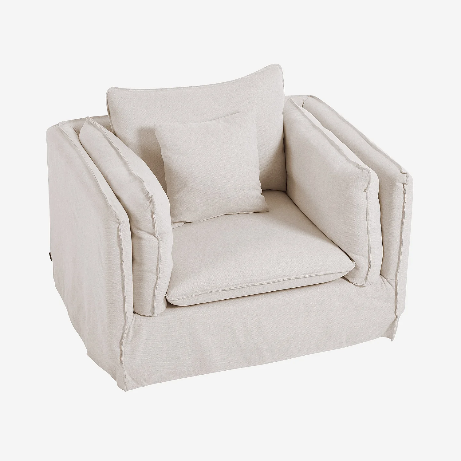 Fauteuil déhoussable en coton et lin - Sable blanc - 7