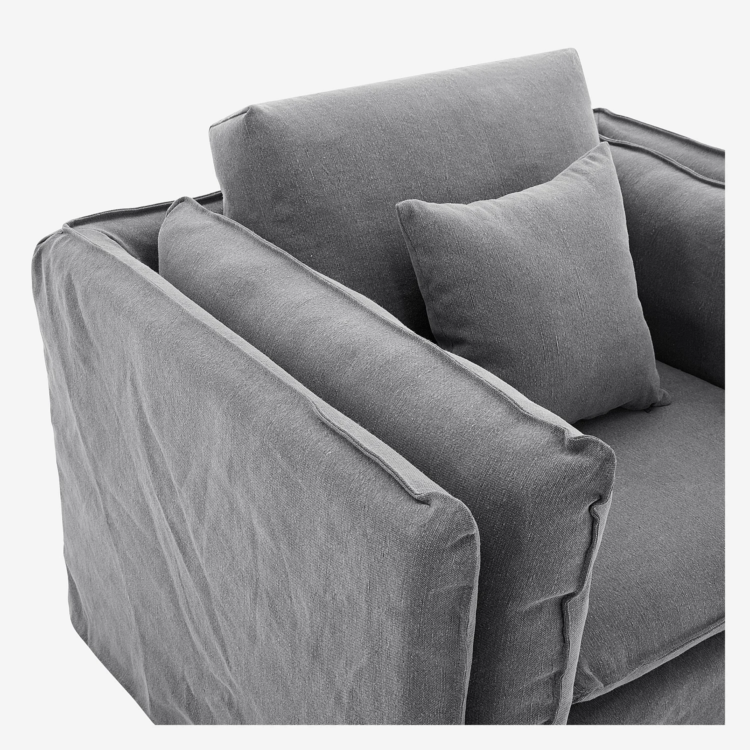 Fauteuil déhoussable en coton et lin - Gris ardoise - 2