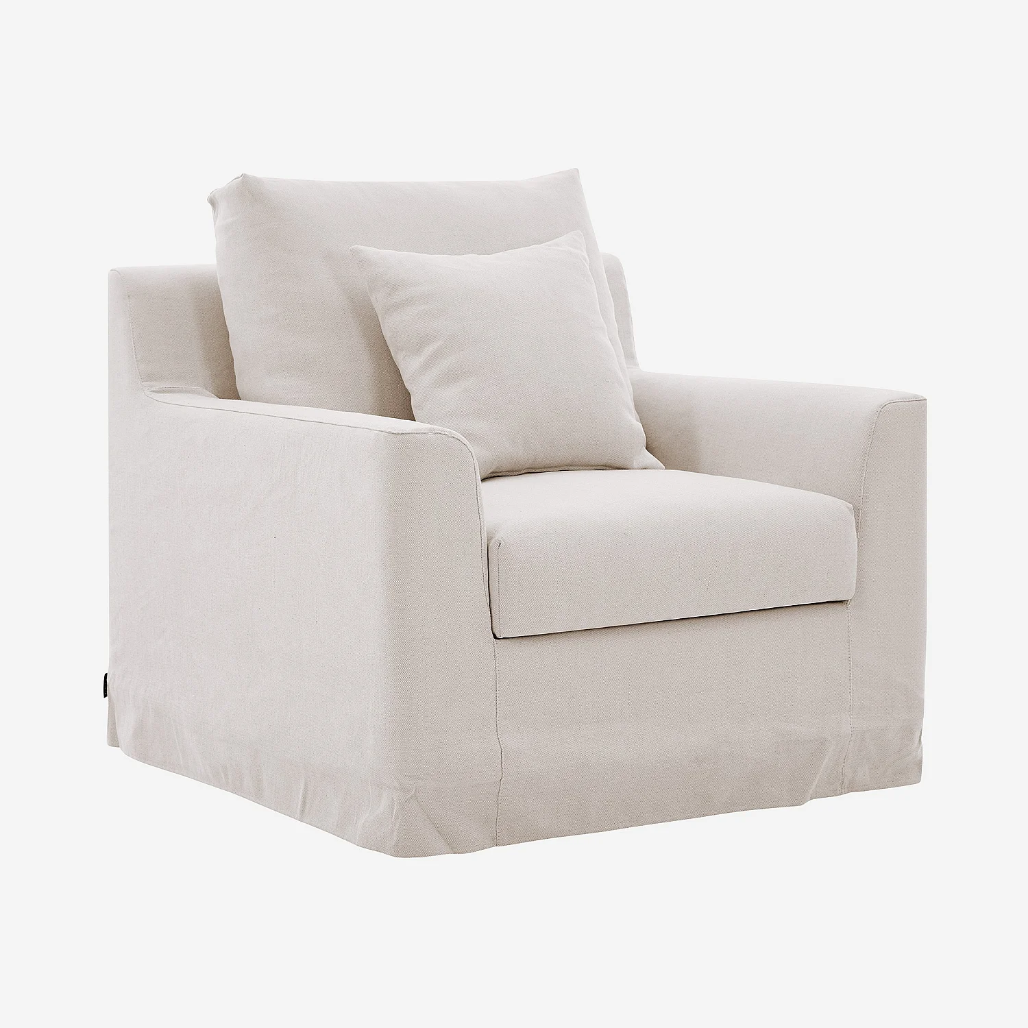 Fauteuil déhoussable en coton et lin garni de plumes - Sable blanc - 4