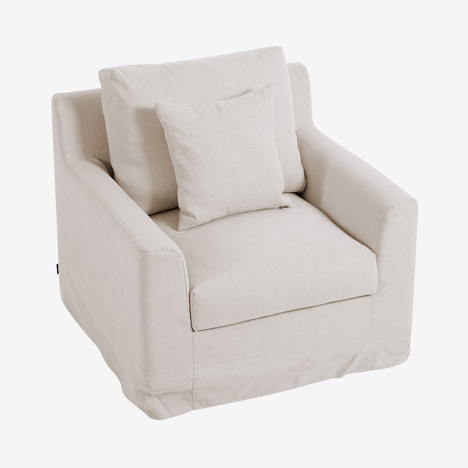 Fauteuil déhoussable en coton et lin garni de plumes - Sable blanc - 6