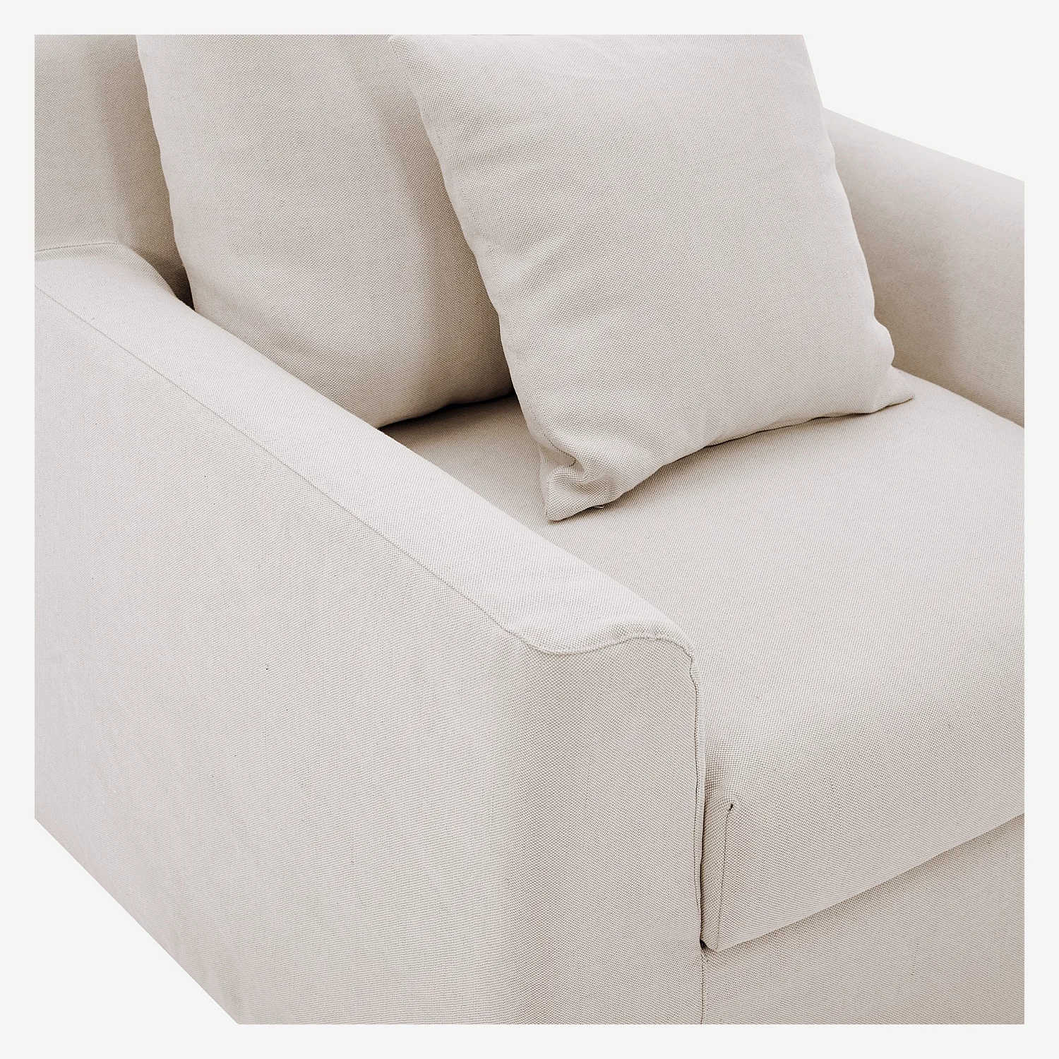 Fauteuil déhoussable en coton et lin garni de plumes - Sable blanc - 2