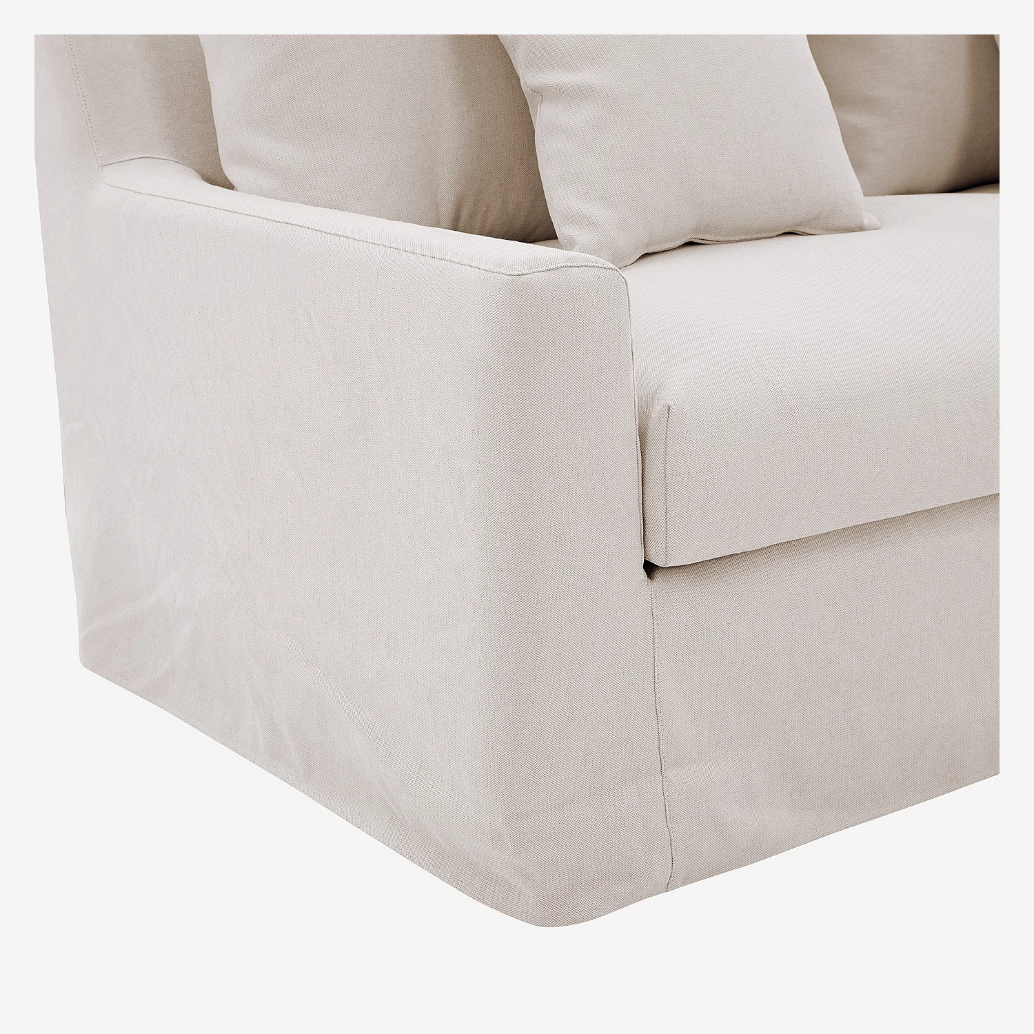 Canapé 2 places déhoussable en coton et lin garni de plumes - Sable blanc - 2