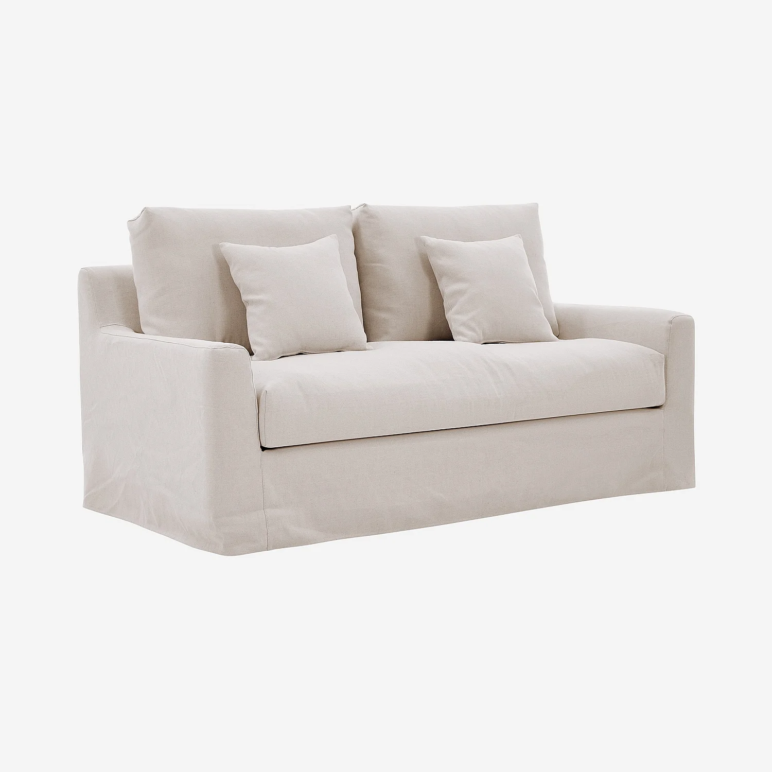 Canapé 2 places déhoussable en coton et lin garni de plumes - Sable blanc - 4