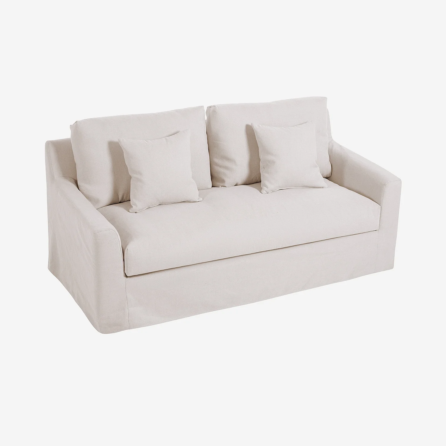 Canapé 2 places déhoussable en coton et lin garni de plumes - Sable blanc - 6