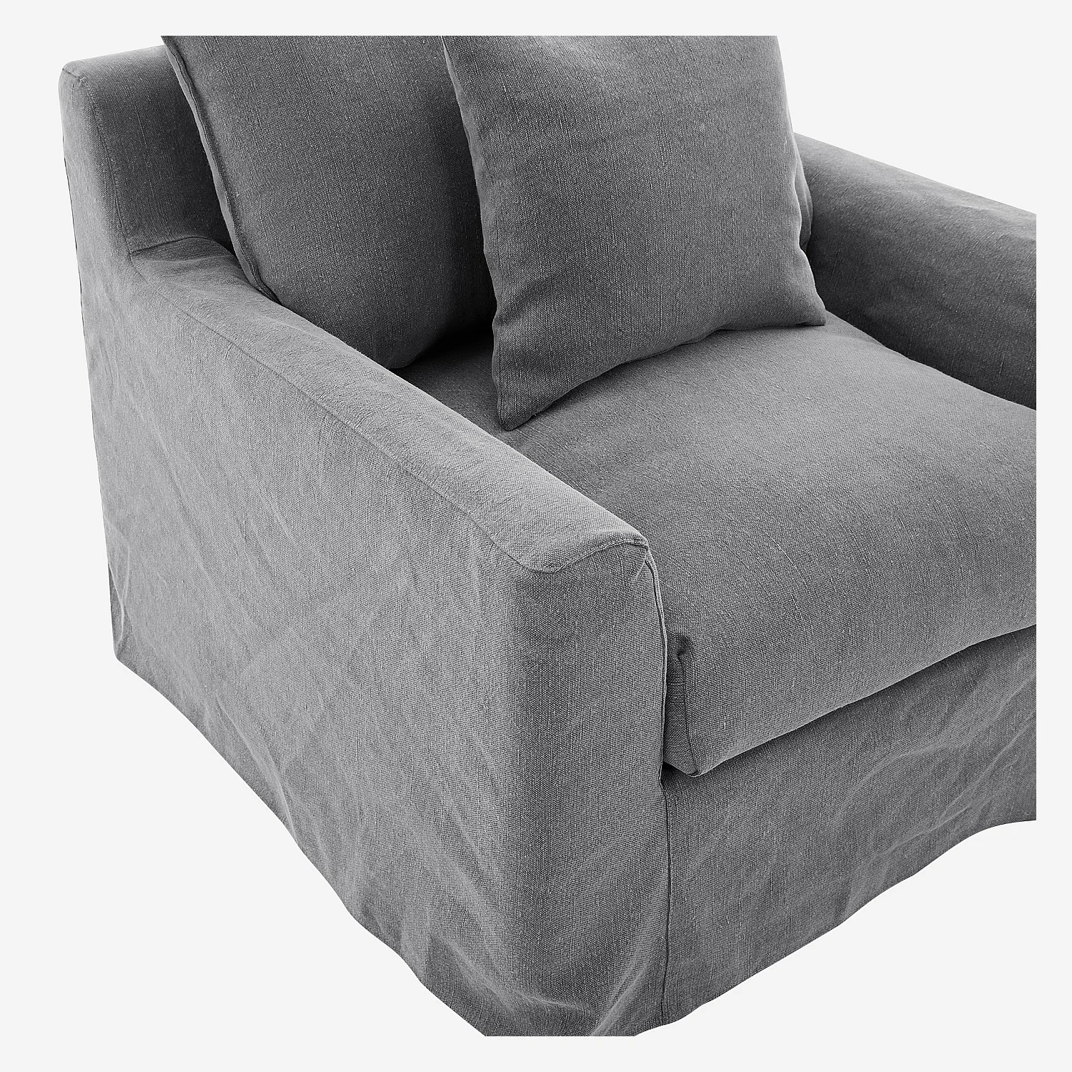 Fauteuil déhoussable en coton et lin garni de plumes - Gris ardoise - 2