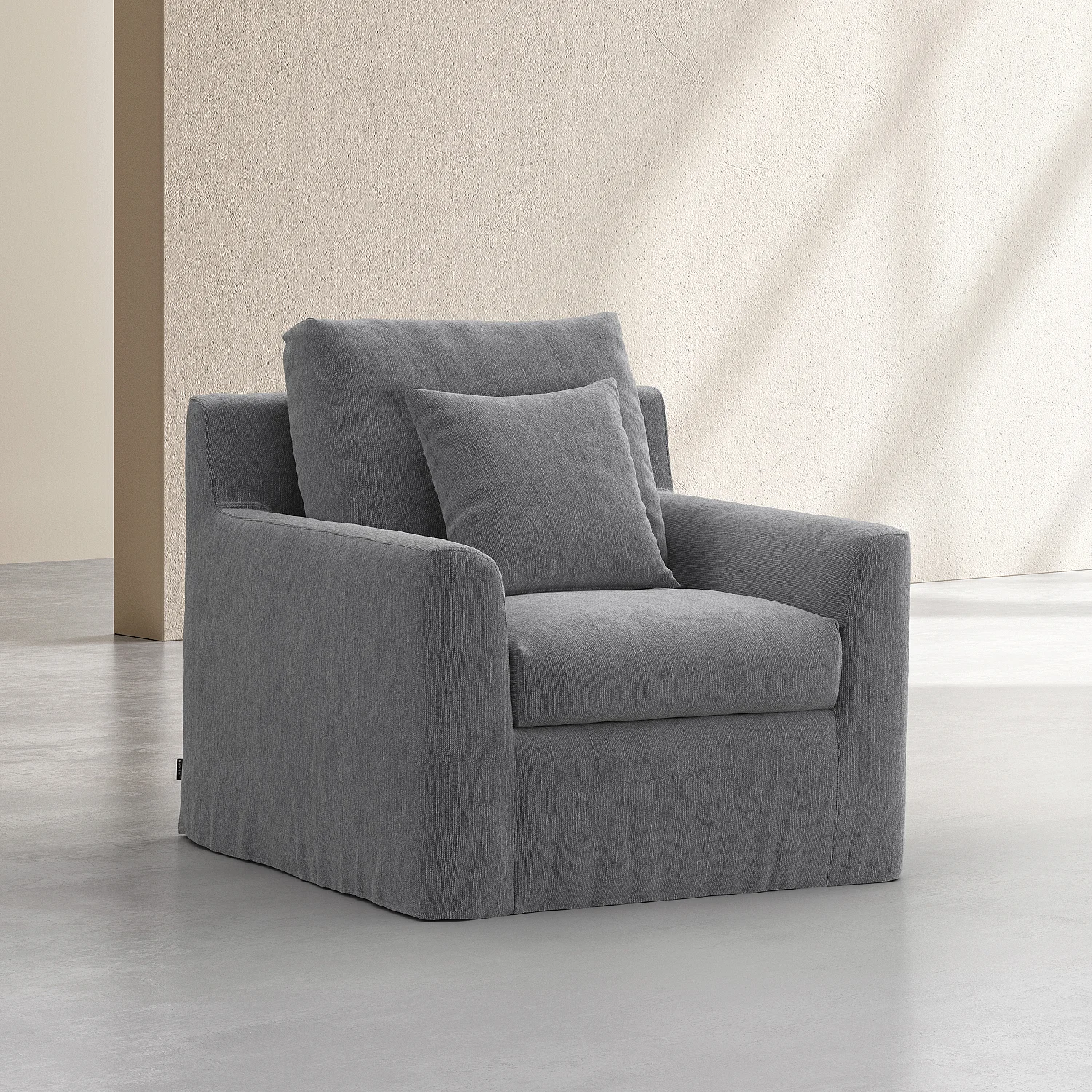 Fauteuil déhoussable en coton et lin garni de plumes - Gris ardoise - 3