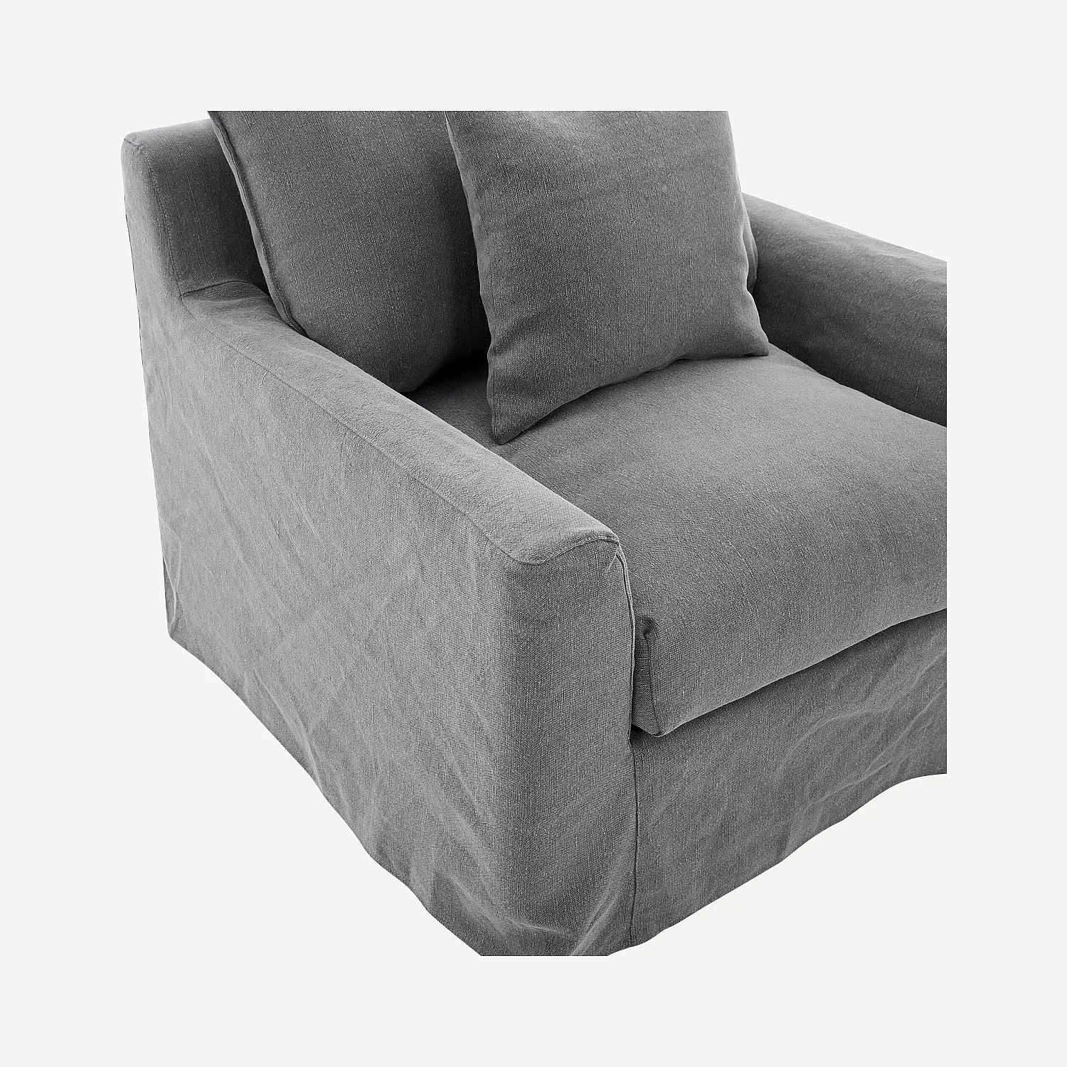 Fauteuil déhoussable en coton et lin garni de plumes - Gris ardoise - 2
