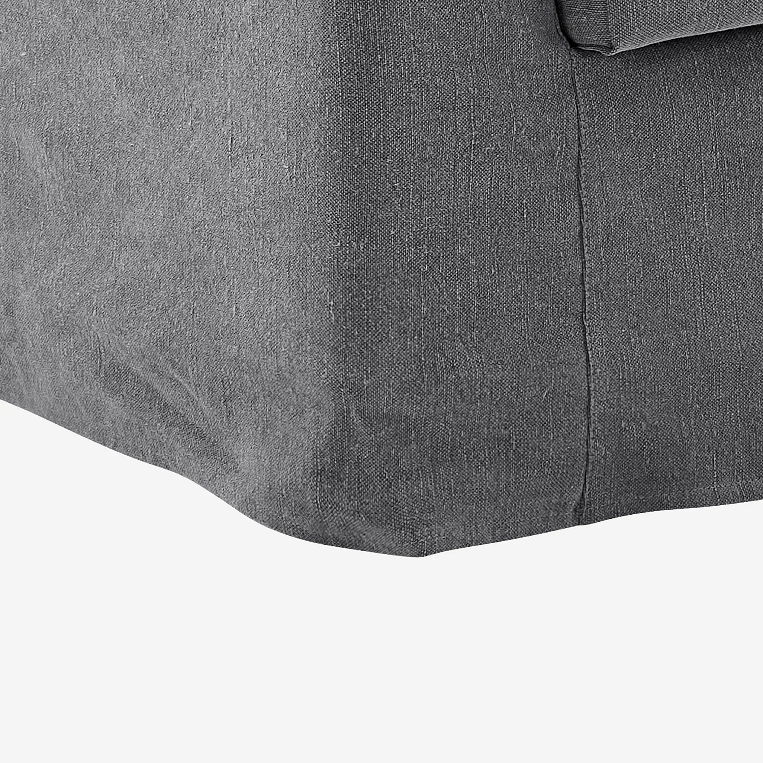 Canapé 2 places déhoussable en coton et lin garni de plumes - Gris ardoise - 6