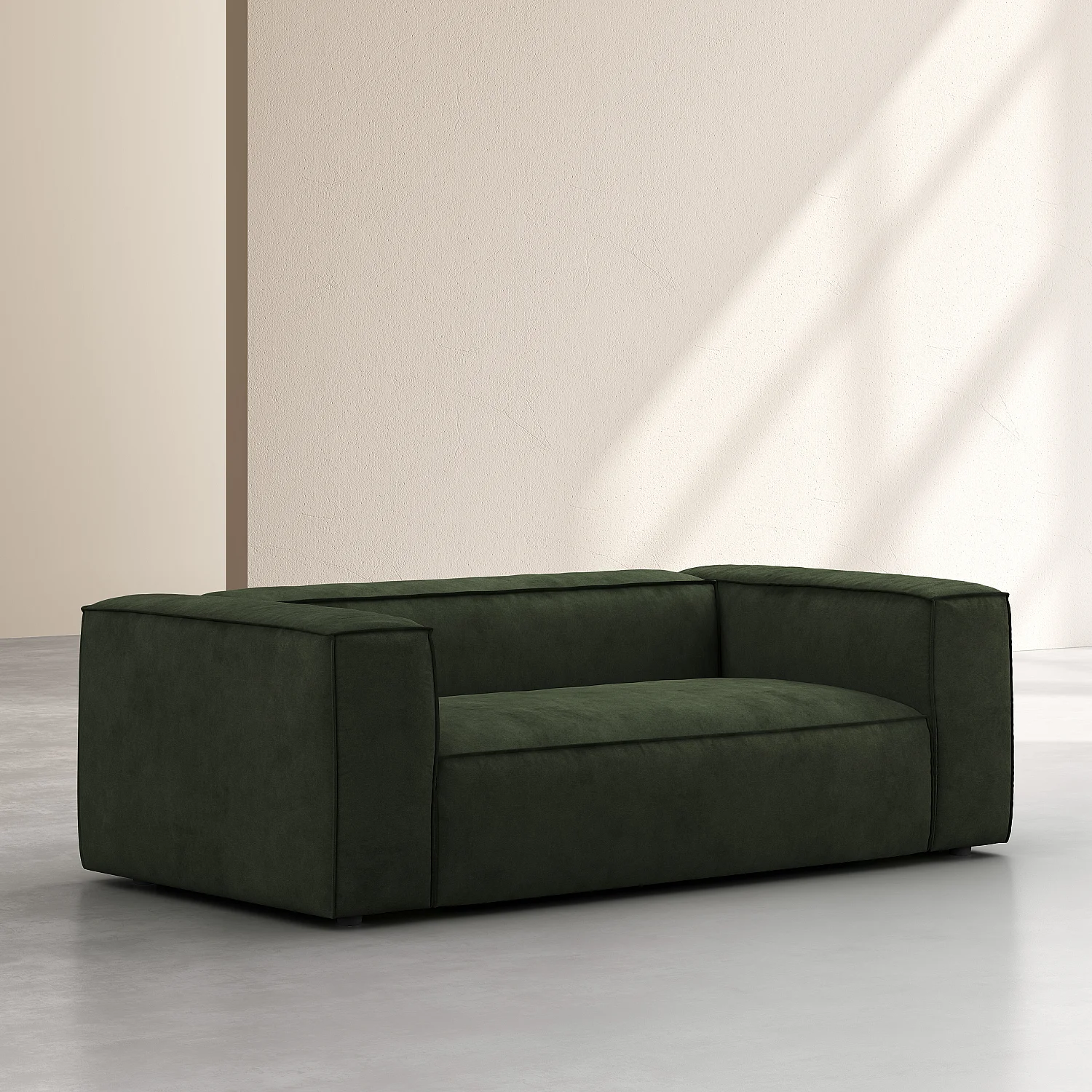 Divano 2 posti in velluto - Verde kaki - 3