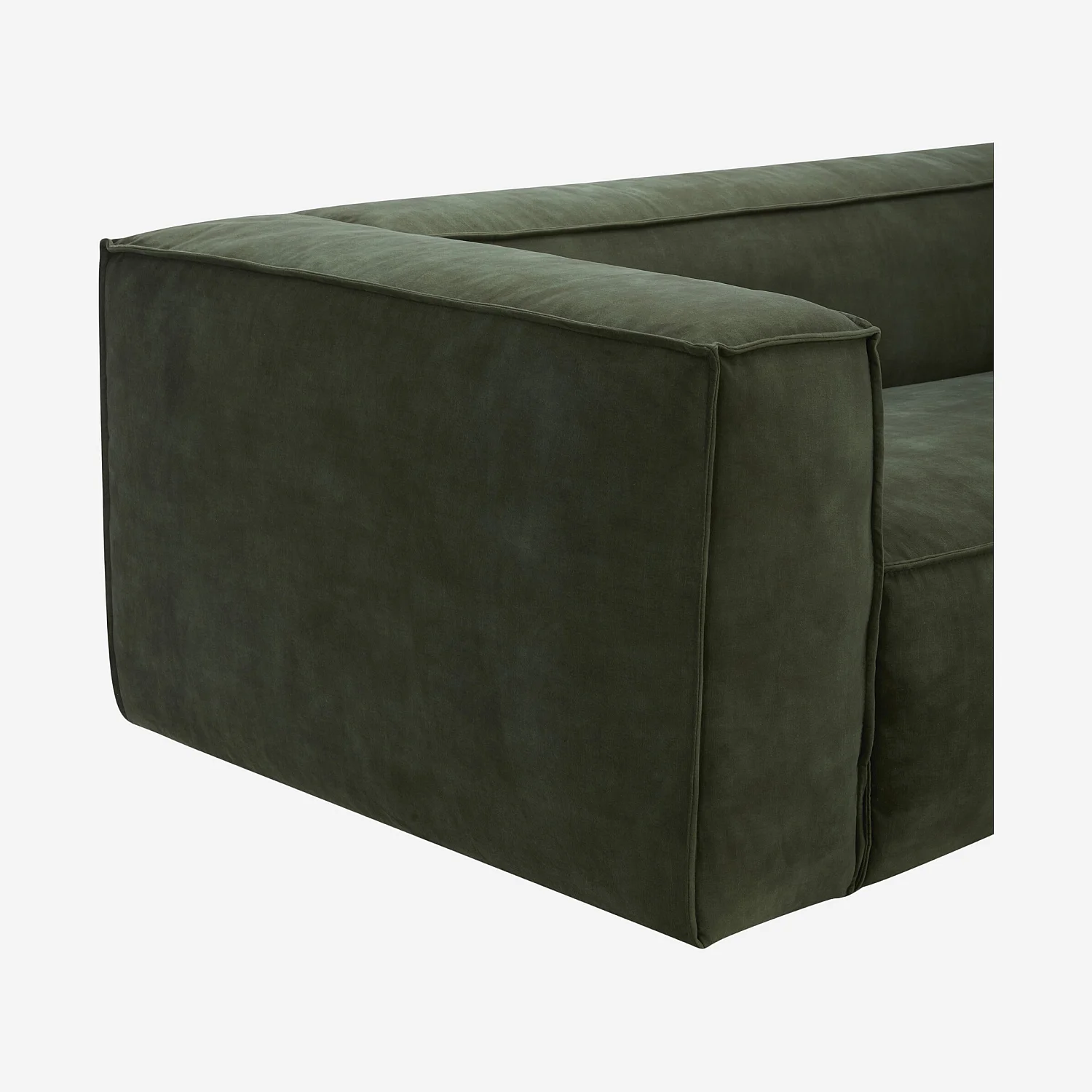 Canapé 2 places en velours - Vert kaki - 2