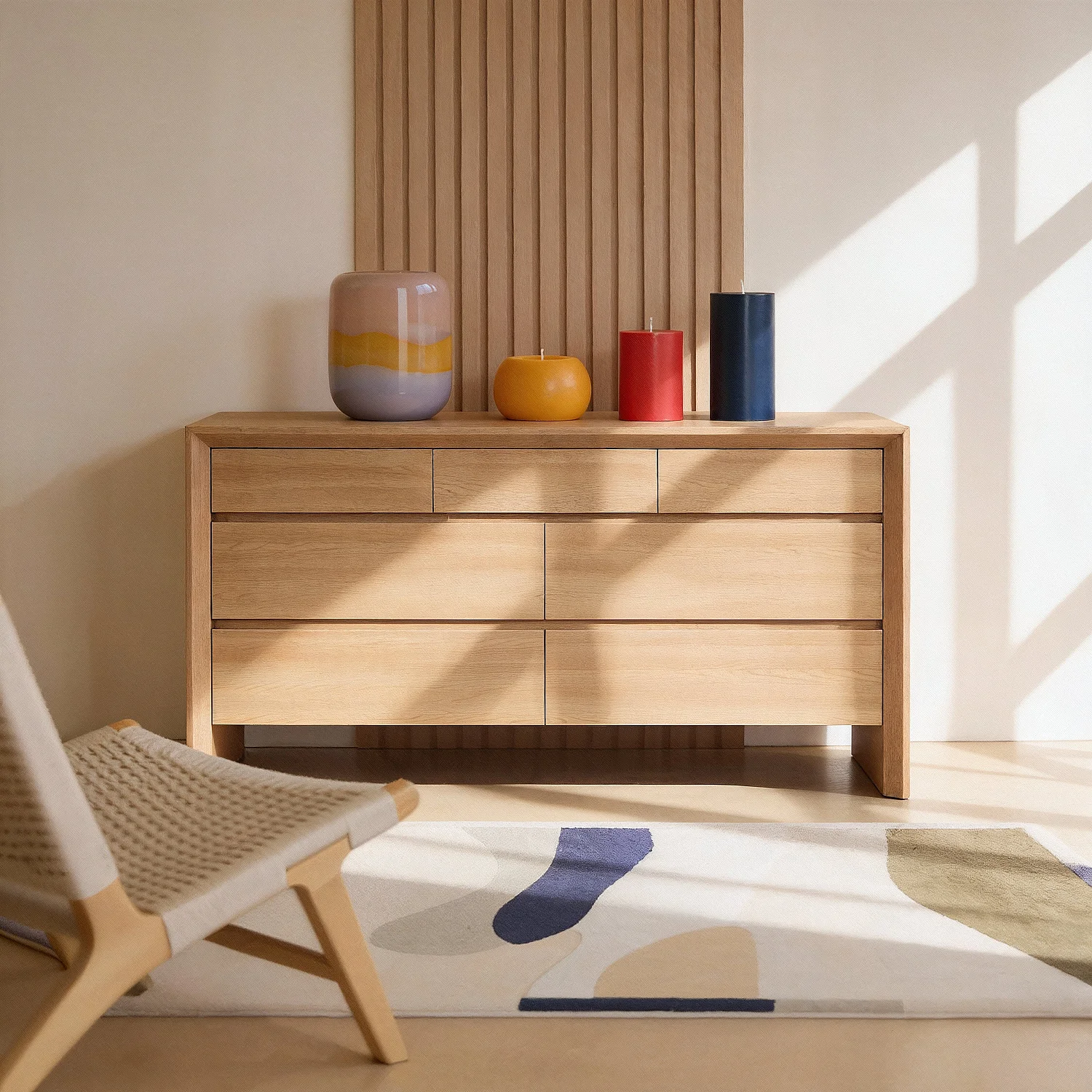 Eichenkommode mit 7 Schubladen - Natur - 3