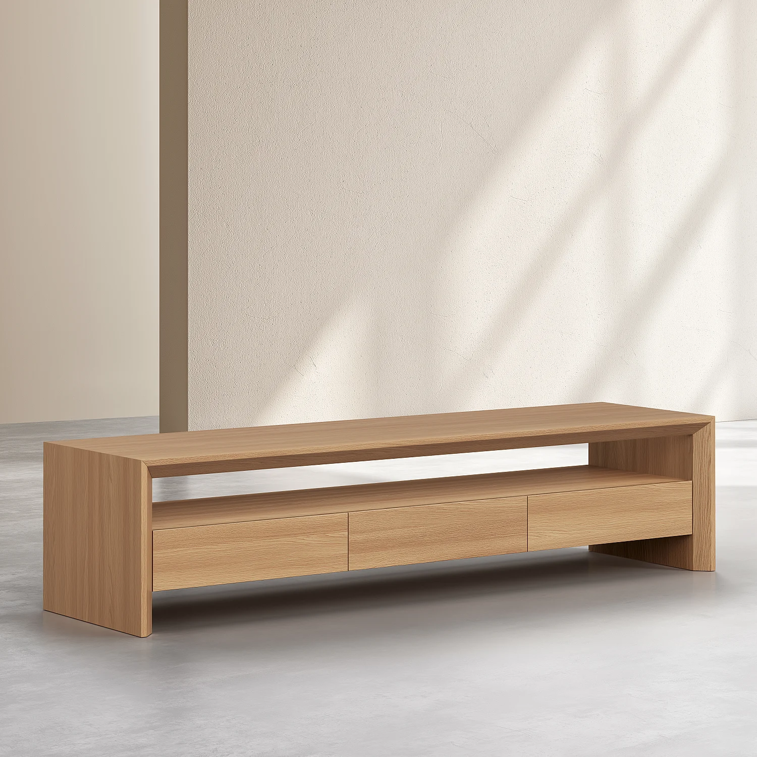 Meuble TV 3 tiroirs en chêne - Naturel - 6